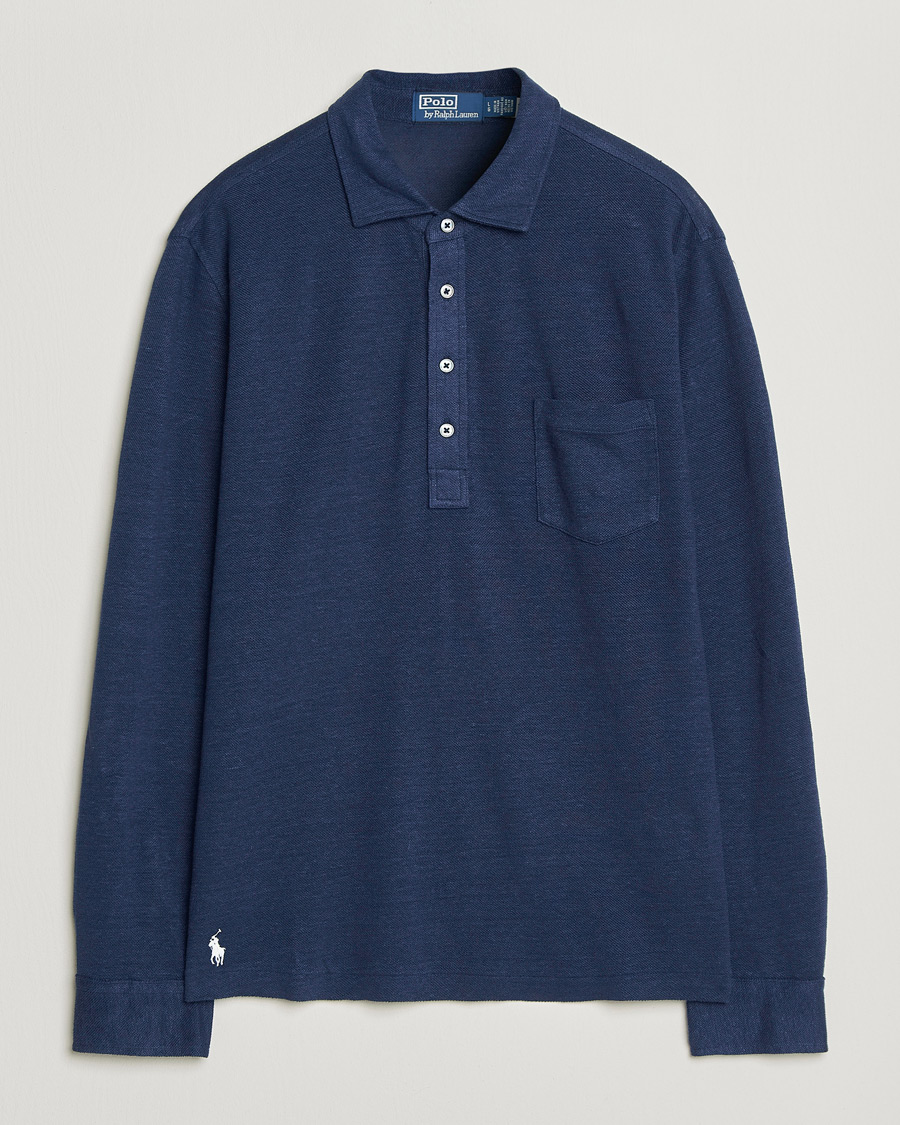Mies | Pikeet | Polo Ralph Lauren | Long Sleeve Linen Polo Newport Navy