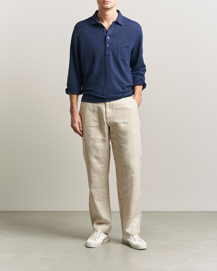 Mies | Pikeet | Polo Ralph Lauren | Long Sleeve Linen Polo Newport Navy