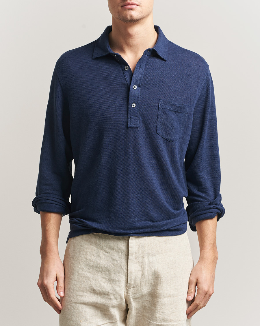 Mies | Pikeet | Polo Ralph Lauren | Long Sleeve Linen Polo Newport Navy