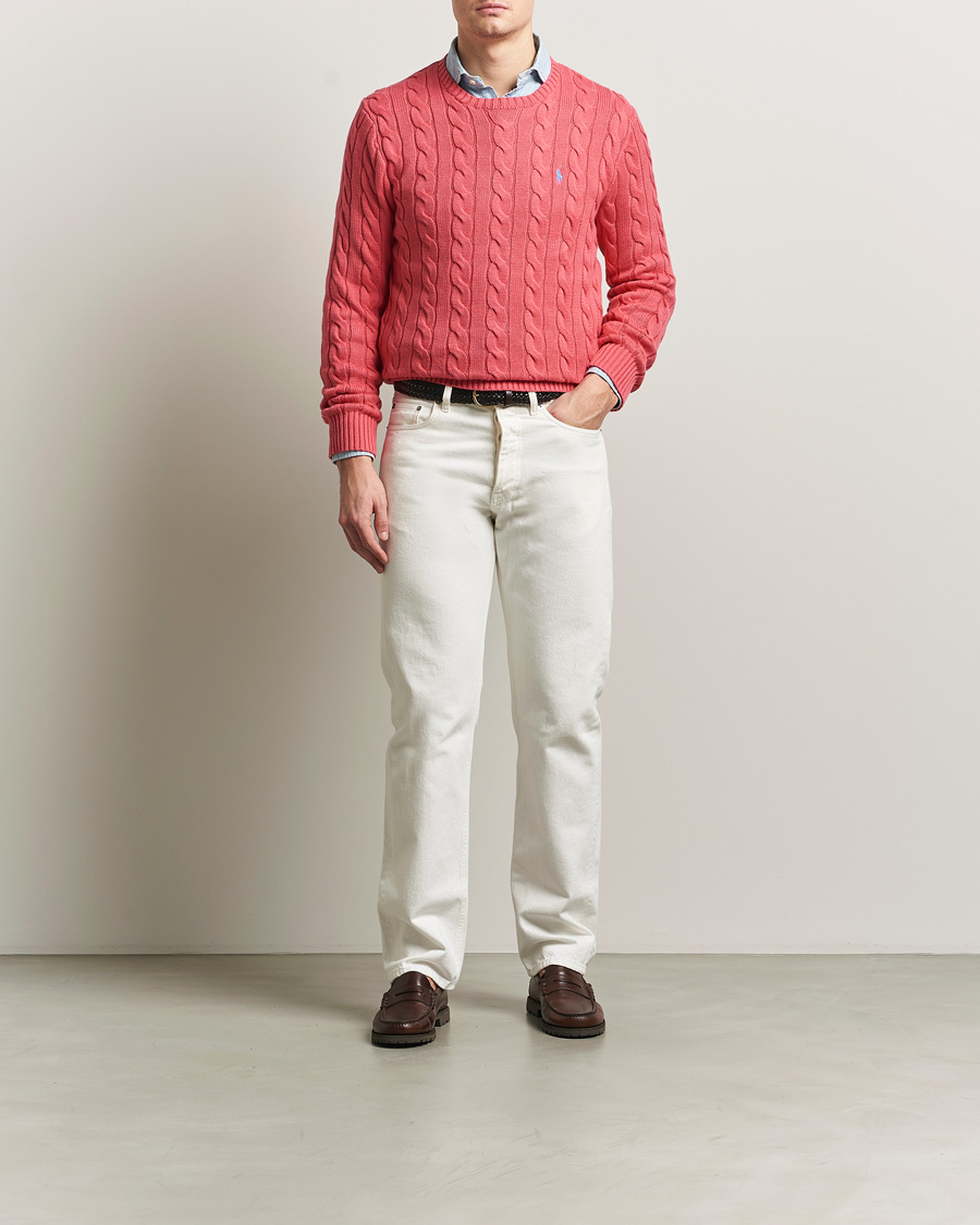 Mies | Puserot | Polo Ralph Lauren | Cotton Cable Pullover Pale Red