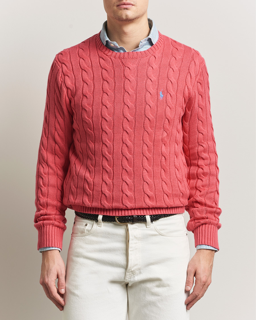 Mies | Puserot | Polo Ralph Lauren | Cotton Cable Pullover Pale Red