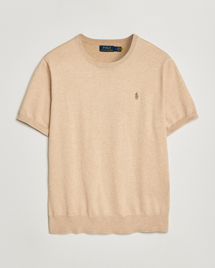 Mies | T-paidat | Polo Ralph Lauren | Knitted Short Sleeve T-Shirt Camel Melange