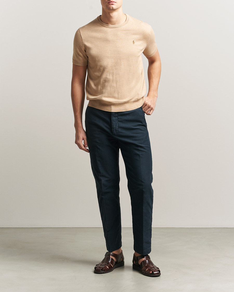 Mies | T-paidat | Polo Ralph Lauren | Knitted Short Sleeve T-Shirt Camel Melange