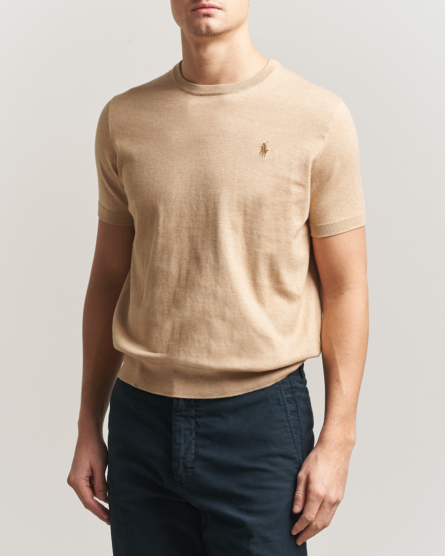 Mies | T-paidat | Polo Ralph Lauren | Knitted Short Sleeve T-Shirt Camel Melange