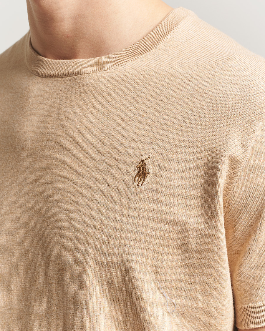 Mies | T-paidat | Polo Ralph Lauren | Knitted Short Sleeve T-Shirt Camel Melange