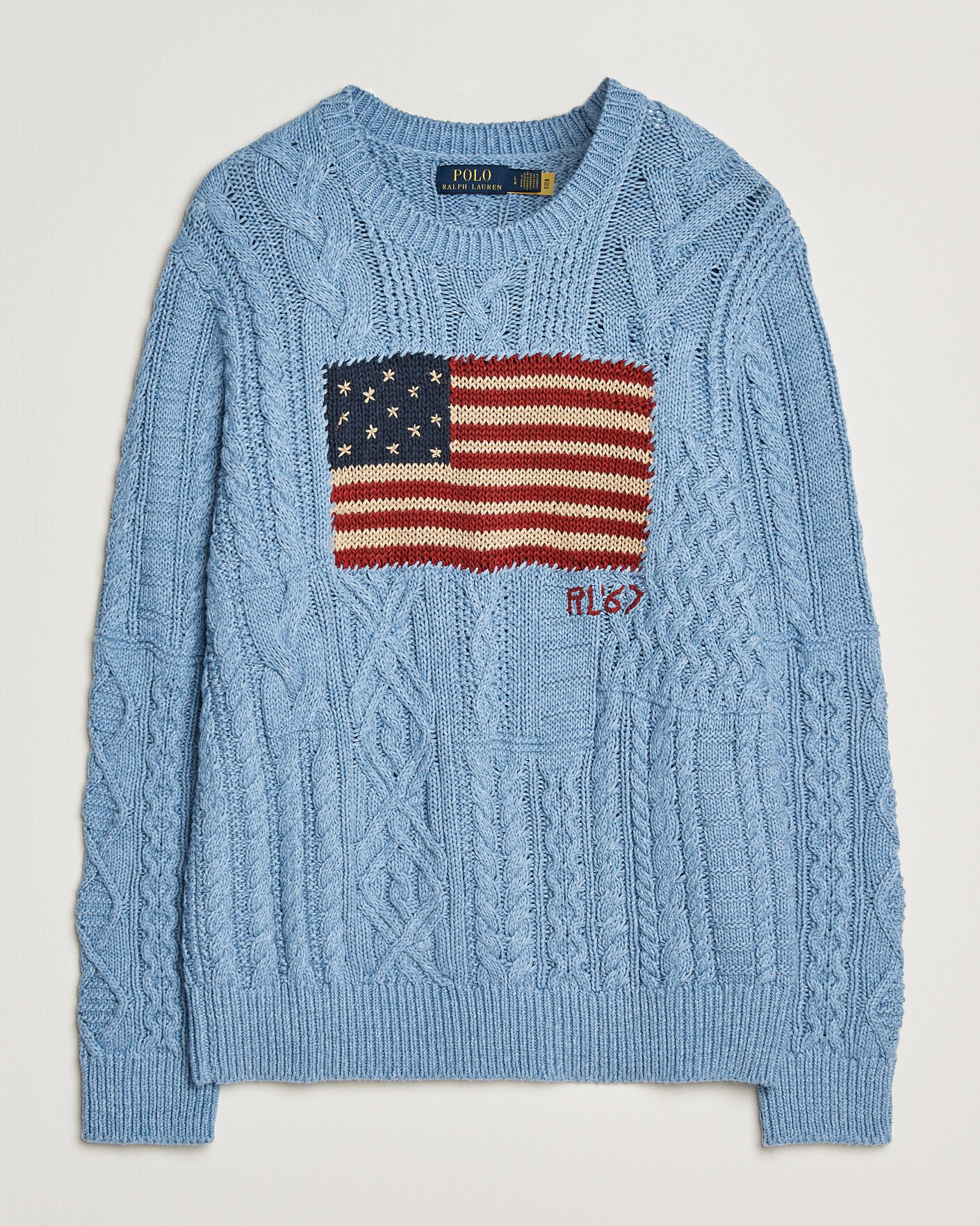 Mies | Puserot | Polo Ralph Lauren | Cotton Flag Sweater Light Blue Combo