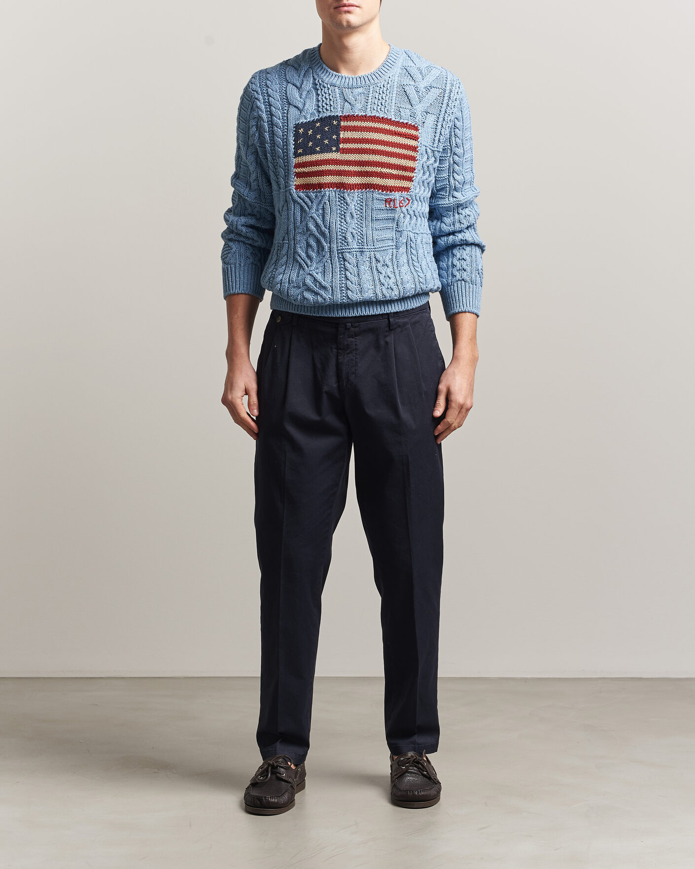 Mies | Puserot | Polo Ralph Lauren | Cotton Flag Sweater Light Blue Combo