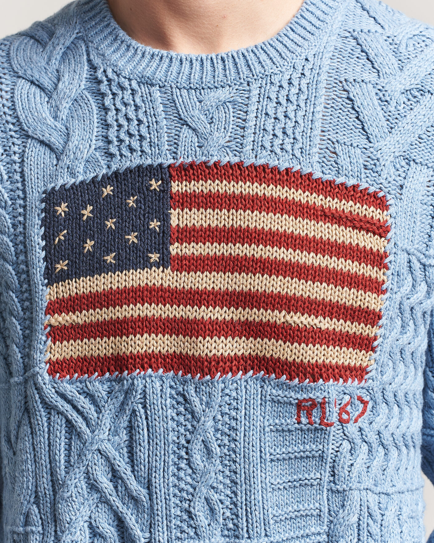 Mies | Puserot | Polo Ralph Lauren | Cotton Flag Sweater Light Blue Combo