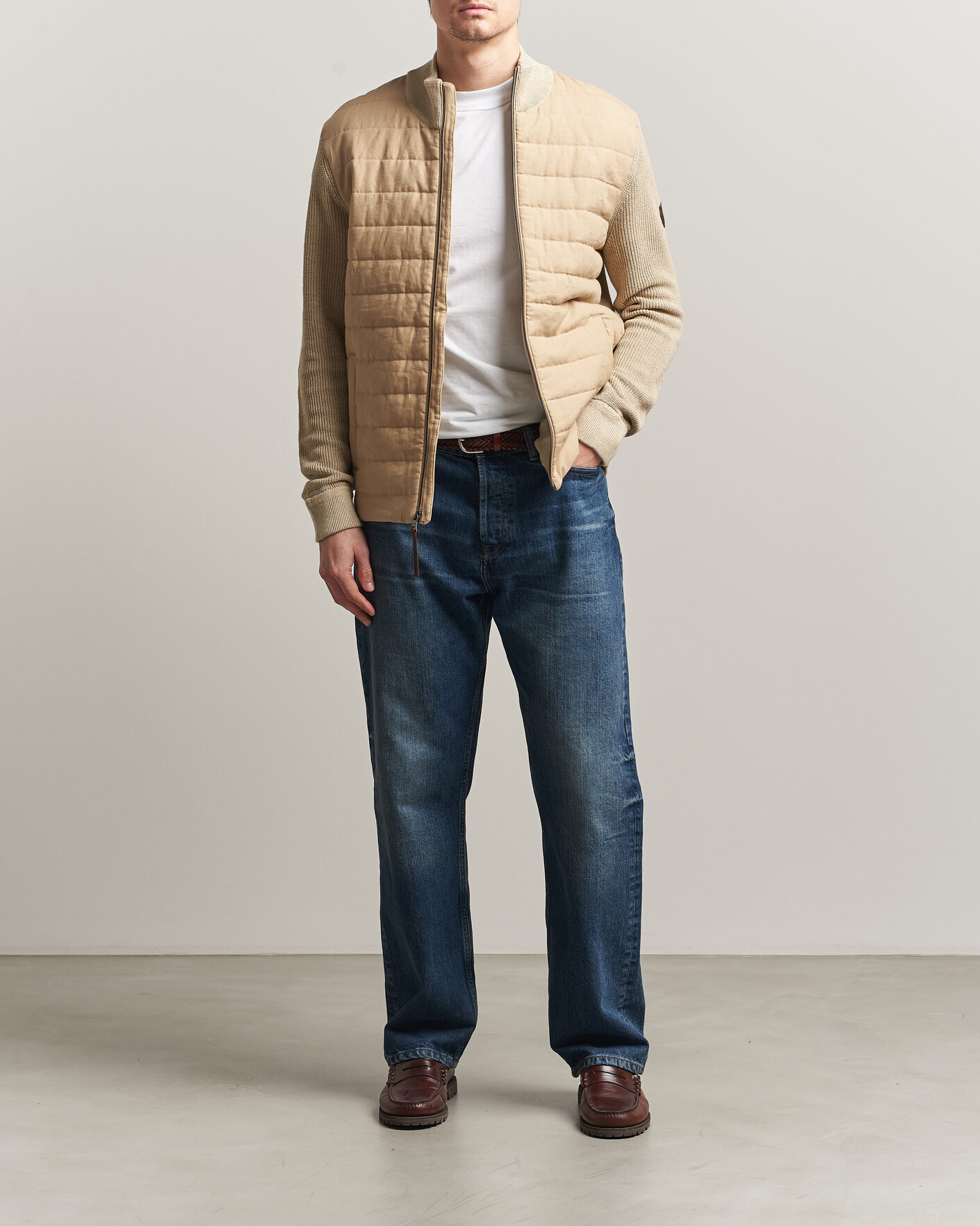 Mies | Puserot | Polo Ralph Lauren | Linen Full Zip Sweater Coastal Beige