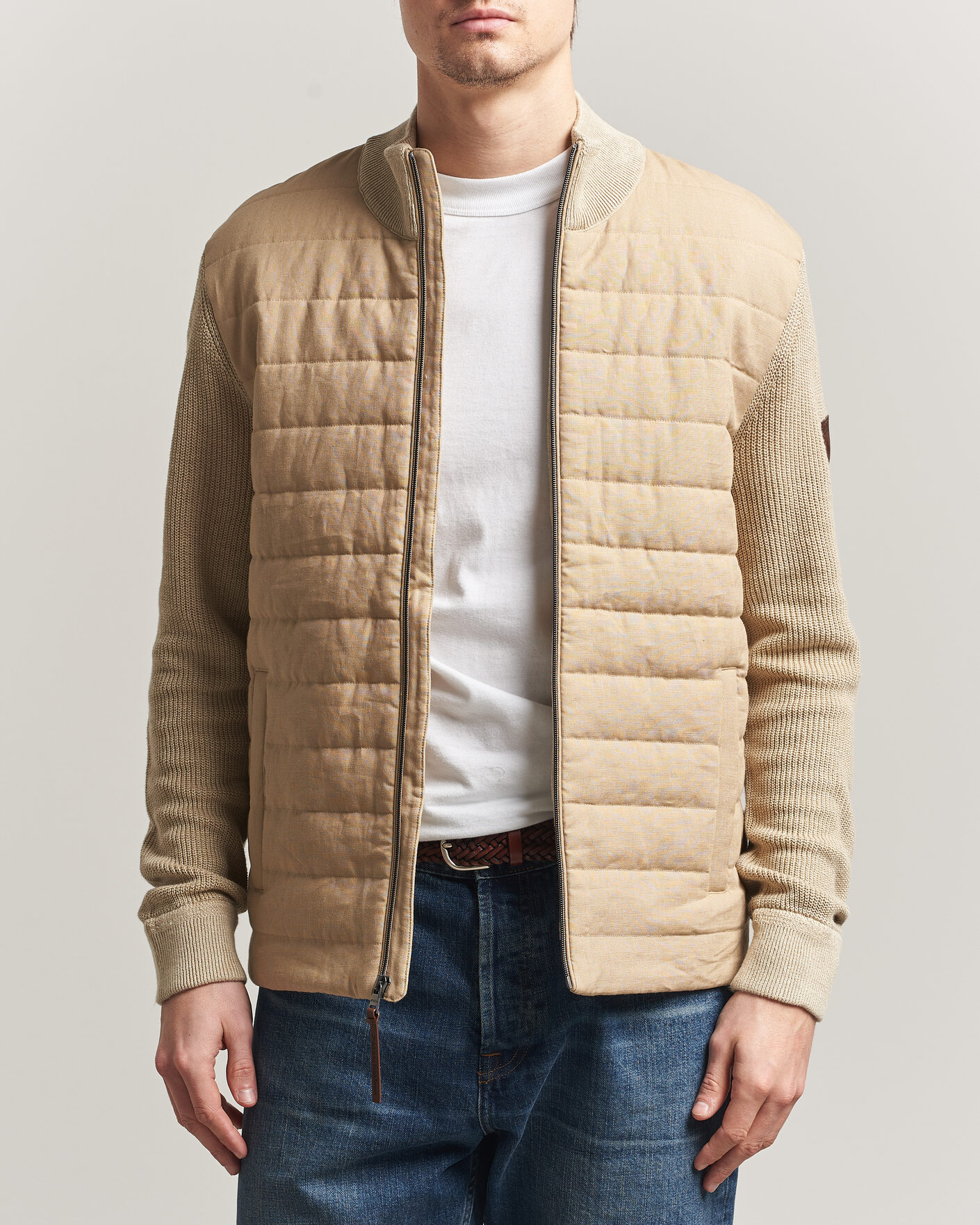 Mies | Takit | Polo Ralph Lauren | Linen Full Zip Sweater Coastal Beige