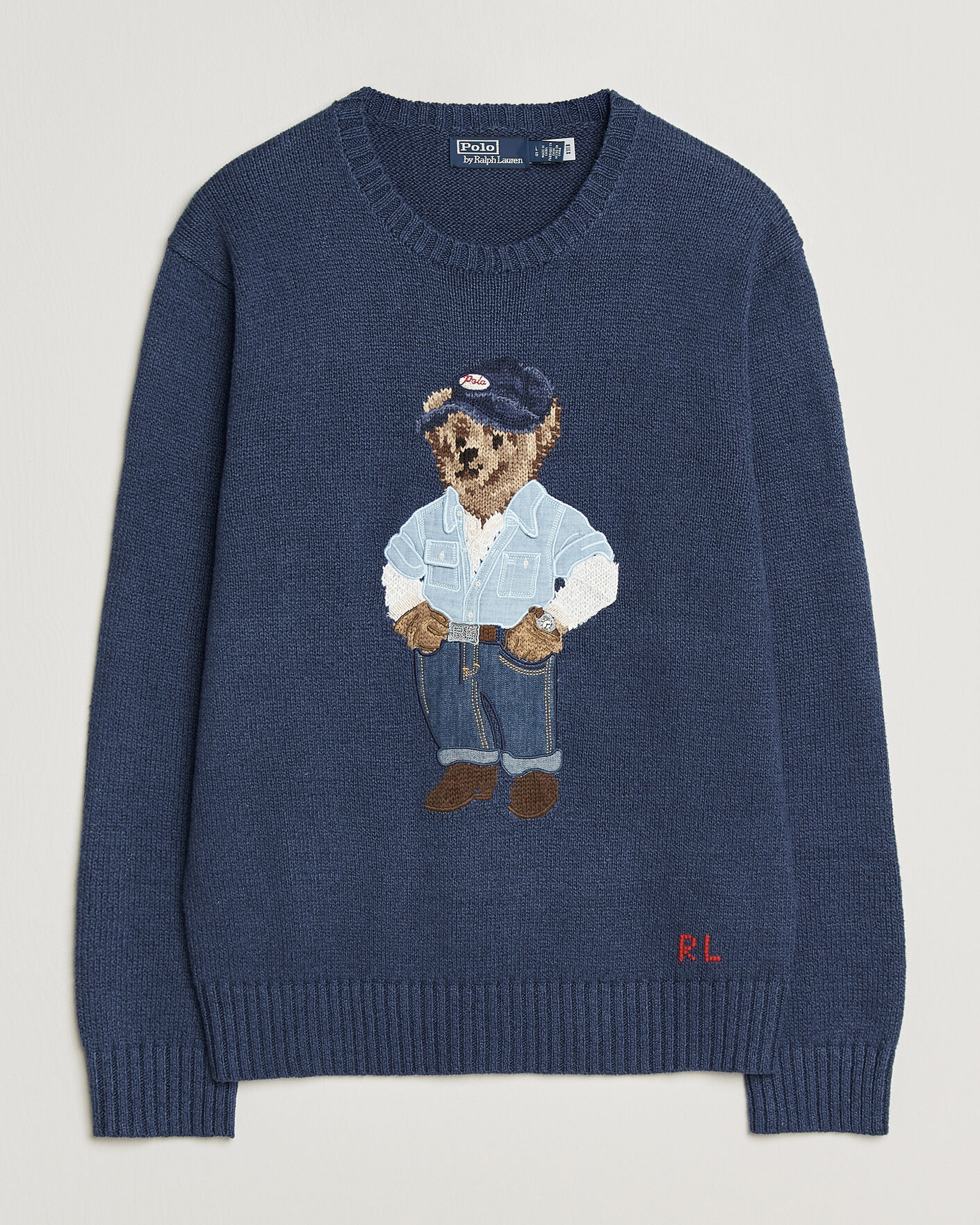 Mies | Puserot | Polo Ralph Lauren | Cotton Linen Bear Sweater Light Navy