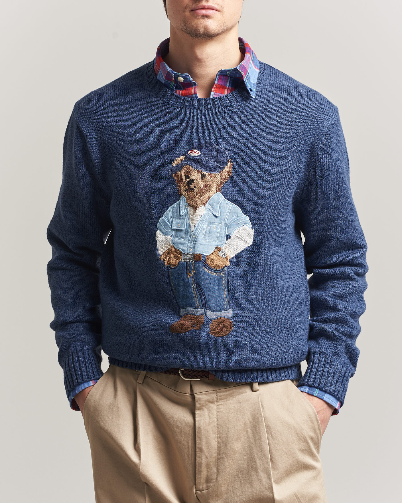 Mies | Puserot | Polo Ralph Lauren | Cotton Linen Bear Sweater Light Navy