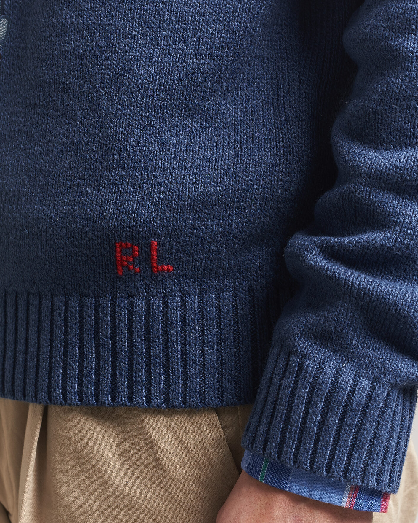 Mies | Puserot | Polo Ralph Lauren | Cotton Linen Bear Sweater Light Navy