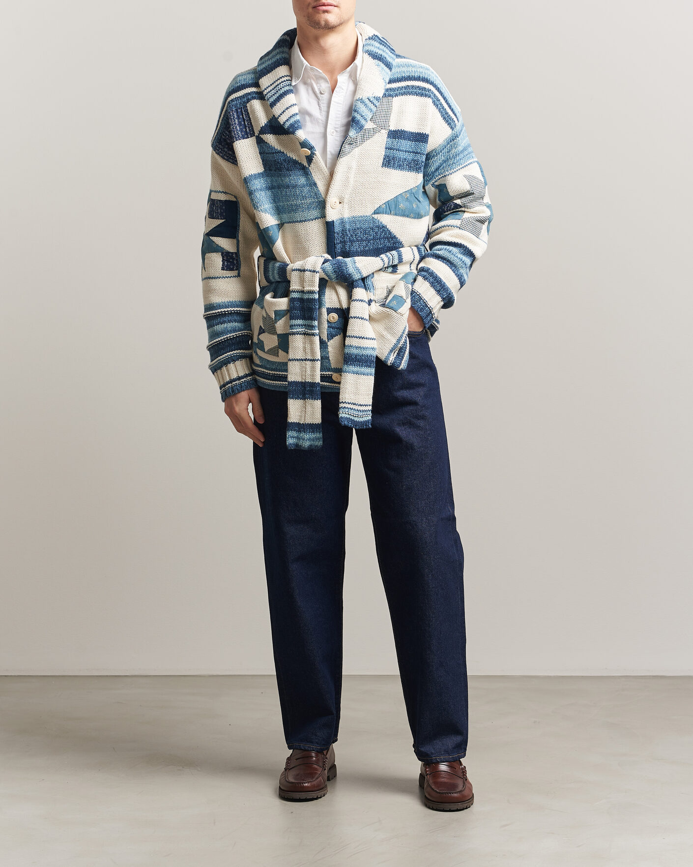 Mies | Puserot | Polo Ralph Lauren | Cotton Linen Cardigan Cream Blue Combo