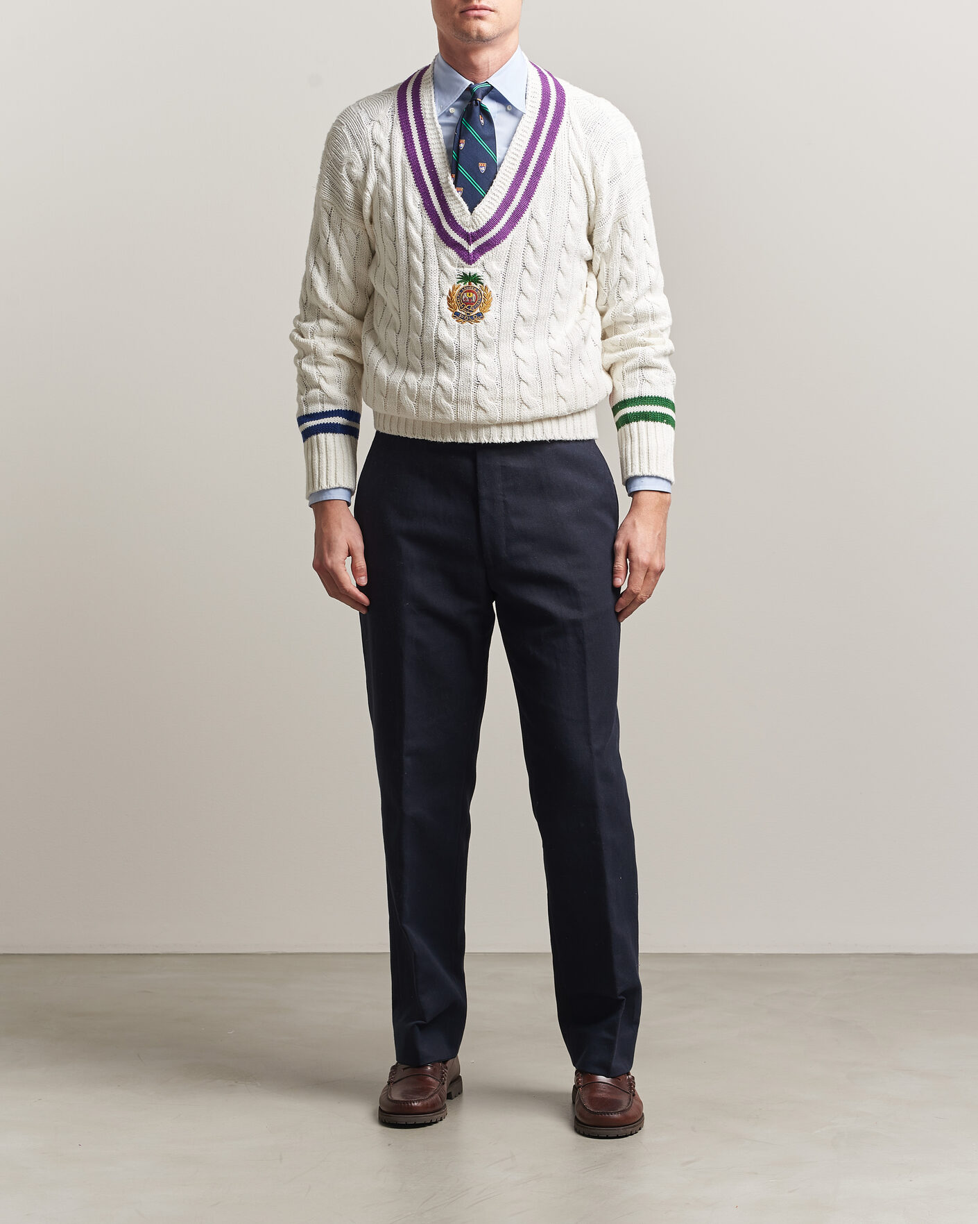 Mies | Puserot | Polo Ralph Lauren | Cotton Linen Blend Sweater Cream Combo
