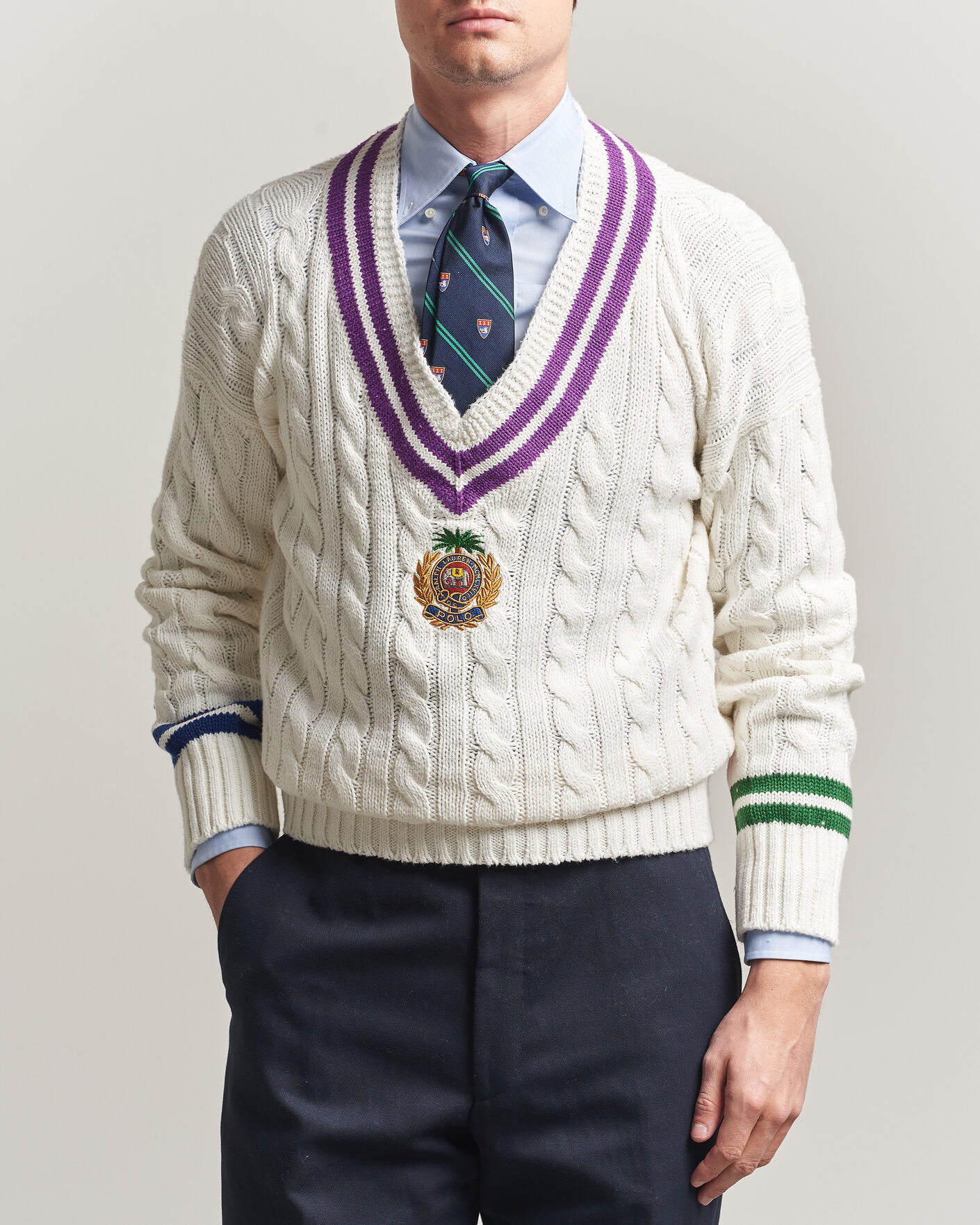 Mies | Puserot | Polo Ralph Lauren | Cotton Linen Blend Sweater Cream Combo