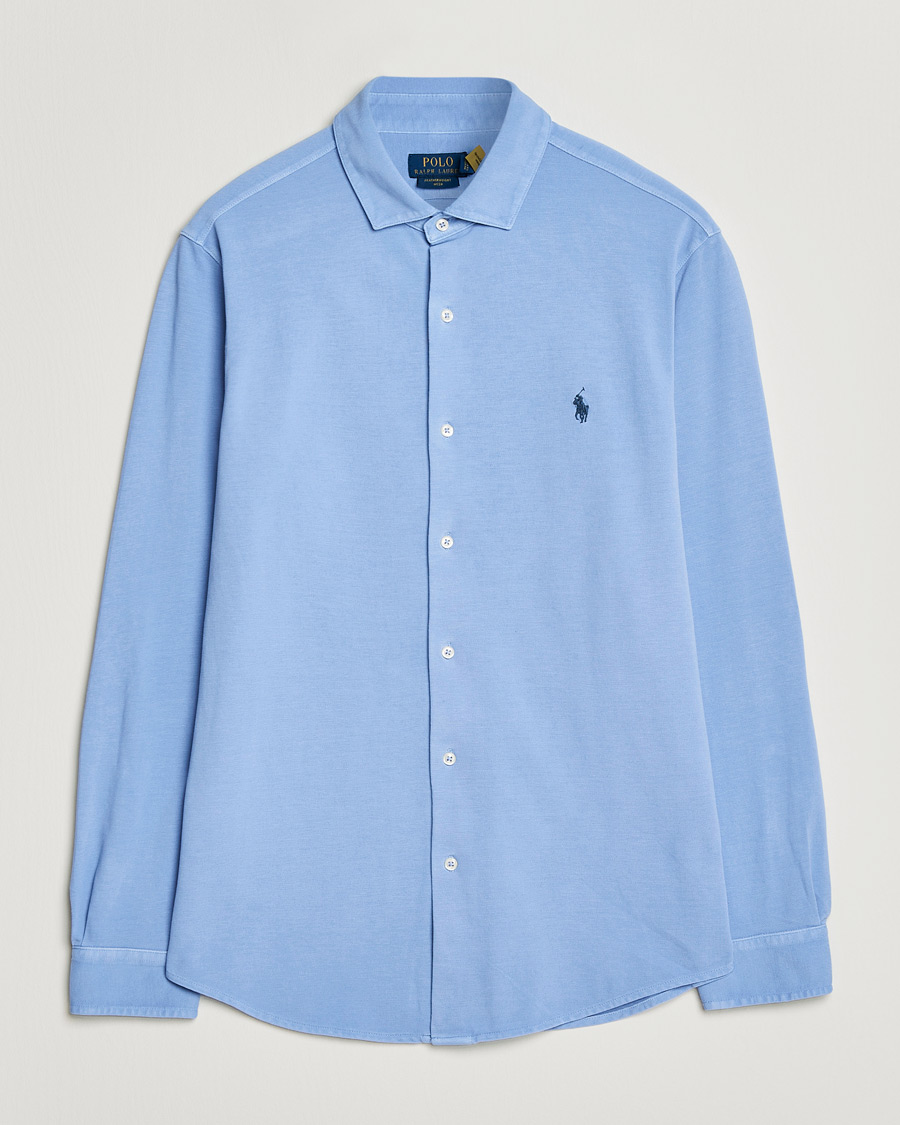 Mies | Kauluspaidat | Polo Ralph Lauren | Featherweight Knitted Shirt Canvas Blue