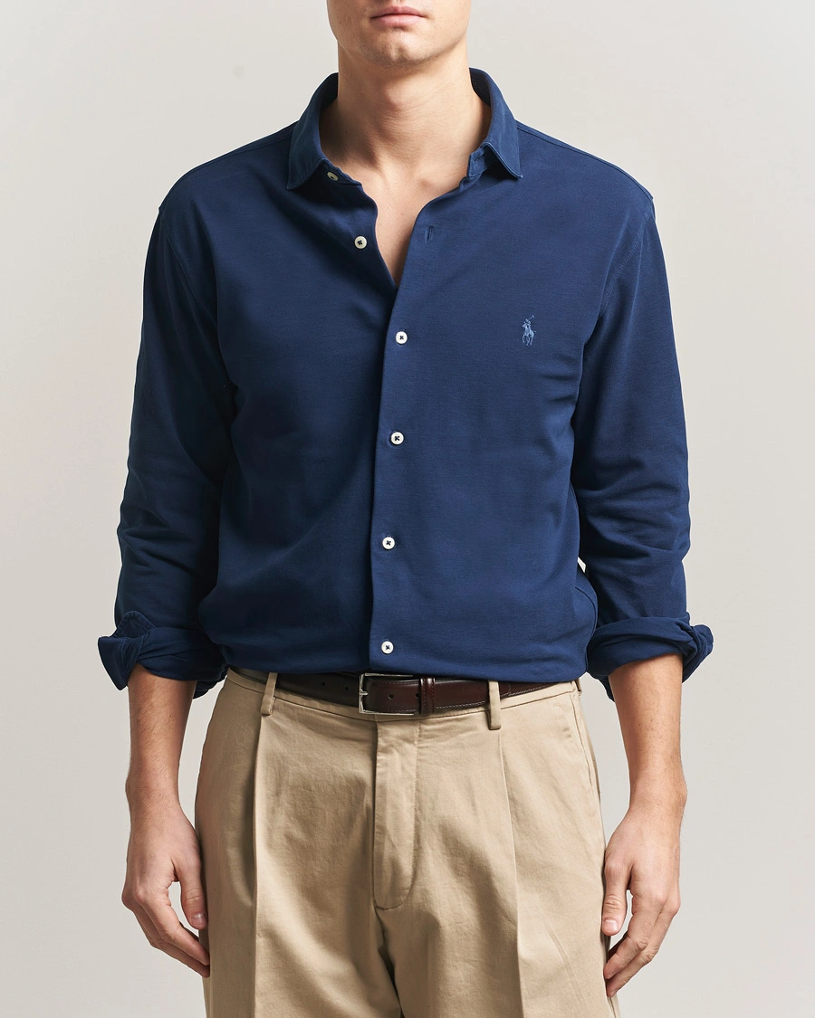 Mies | Kauluspaidat | Polo Ralph Lauren | Featherweight Knitted Shirt Dark Cobalt