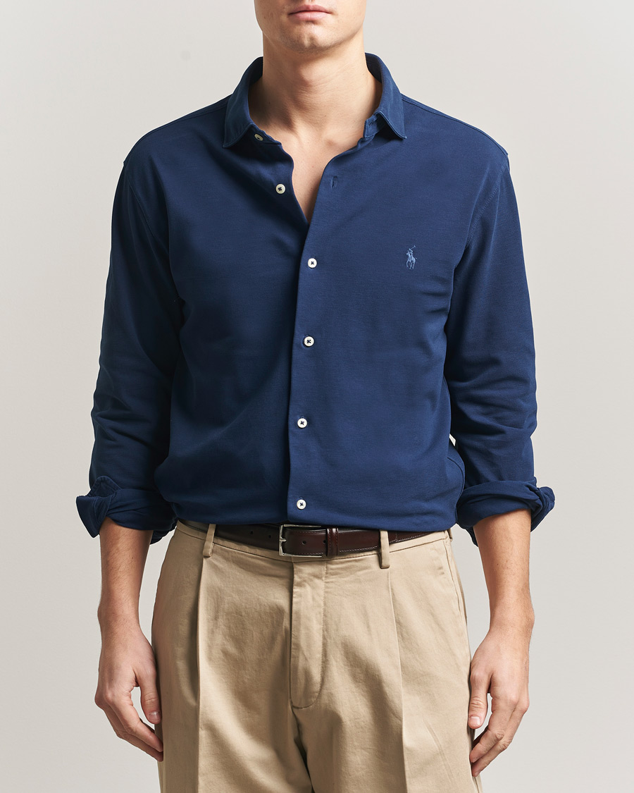 Mies | Kauluspaidat | Polo Ralph Lauren | Featherweight Knitted Shirt Dark Cobalt