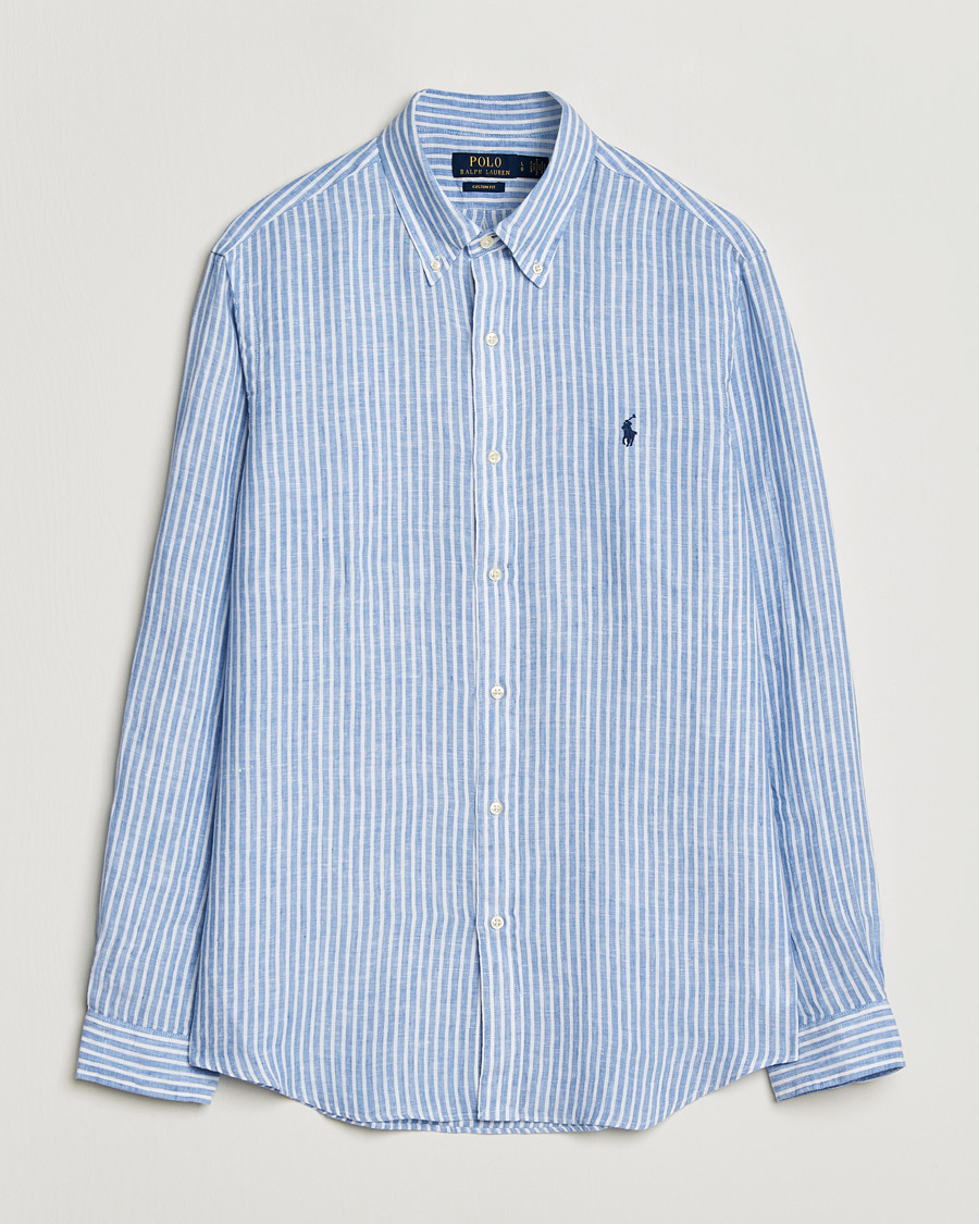 Mies | Kauluspaidat | Polo Ralph Lauren | Custom Fit Linen Shirt Blue/White