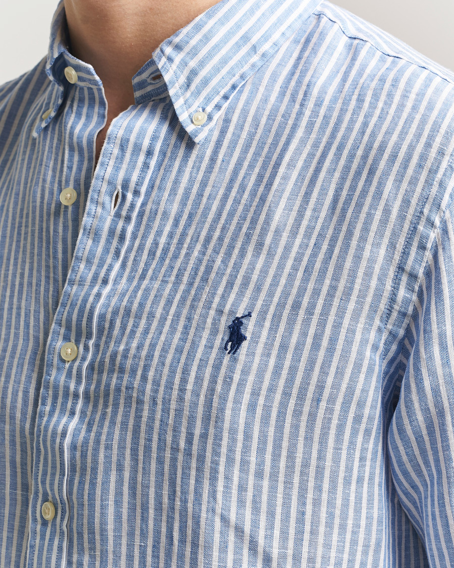 Mies | Kauluspaidat | Polo Ralph Lauren | Custom Fit Linen Shirt Blue/White