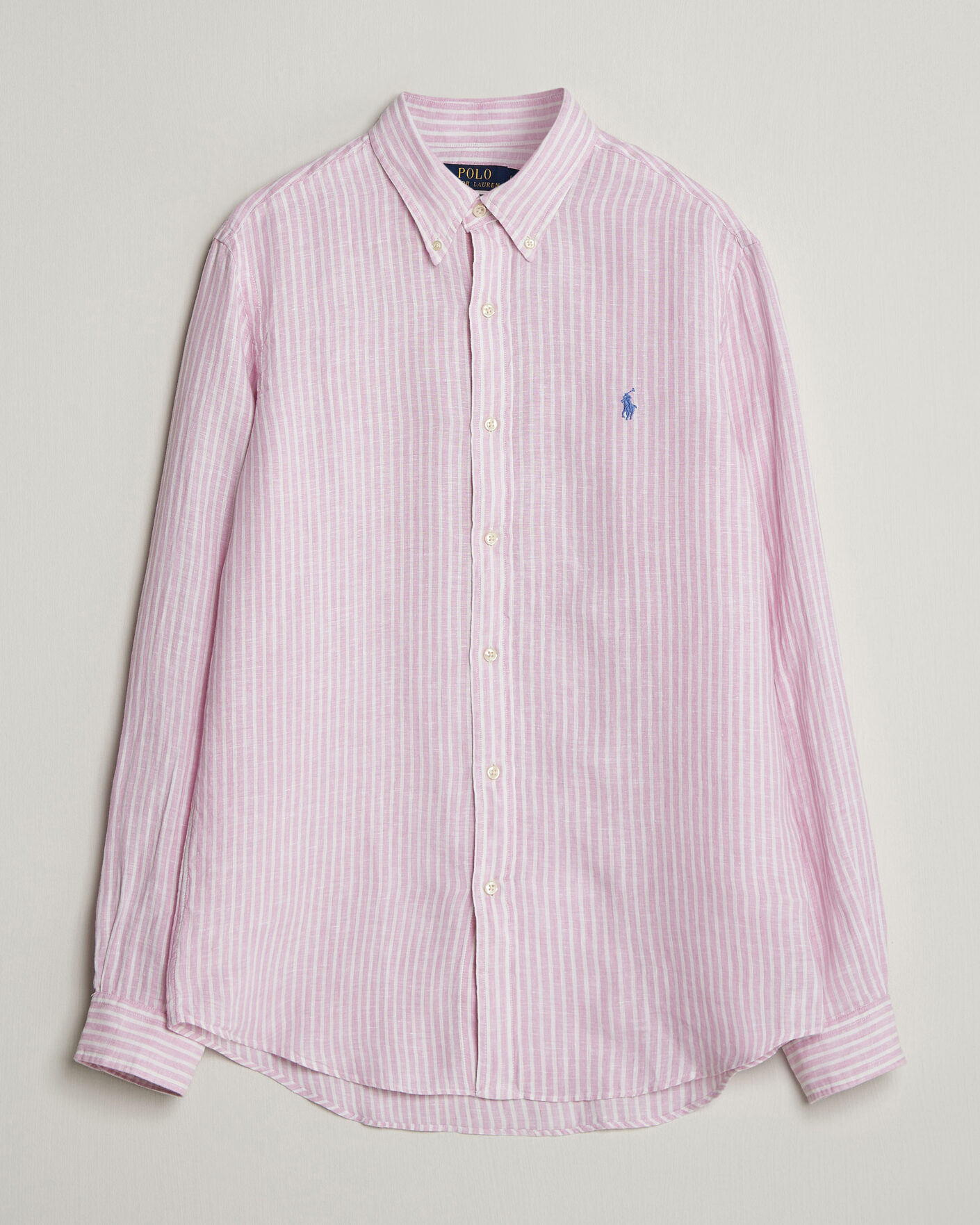 Mies | Kauluspaidat | Polo Ralph Lauren | Custom Fit Linen Shirt Pink/White