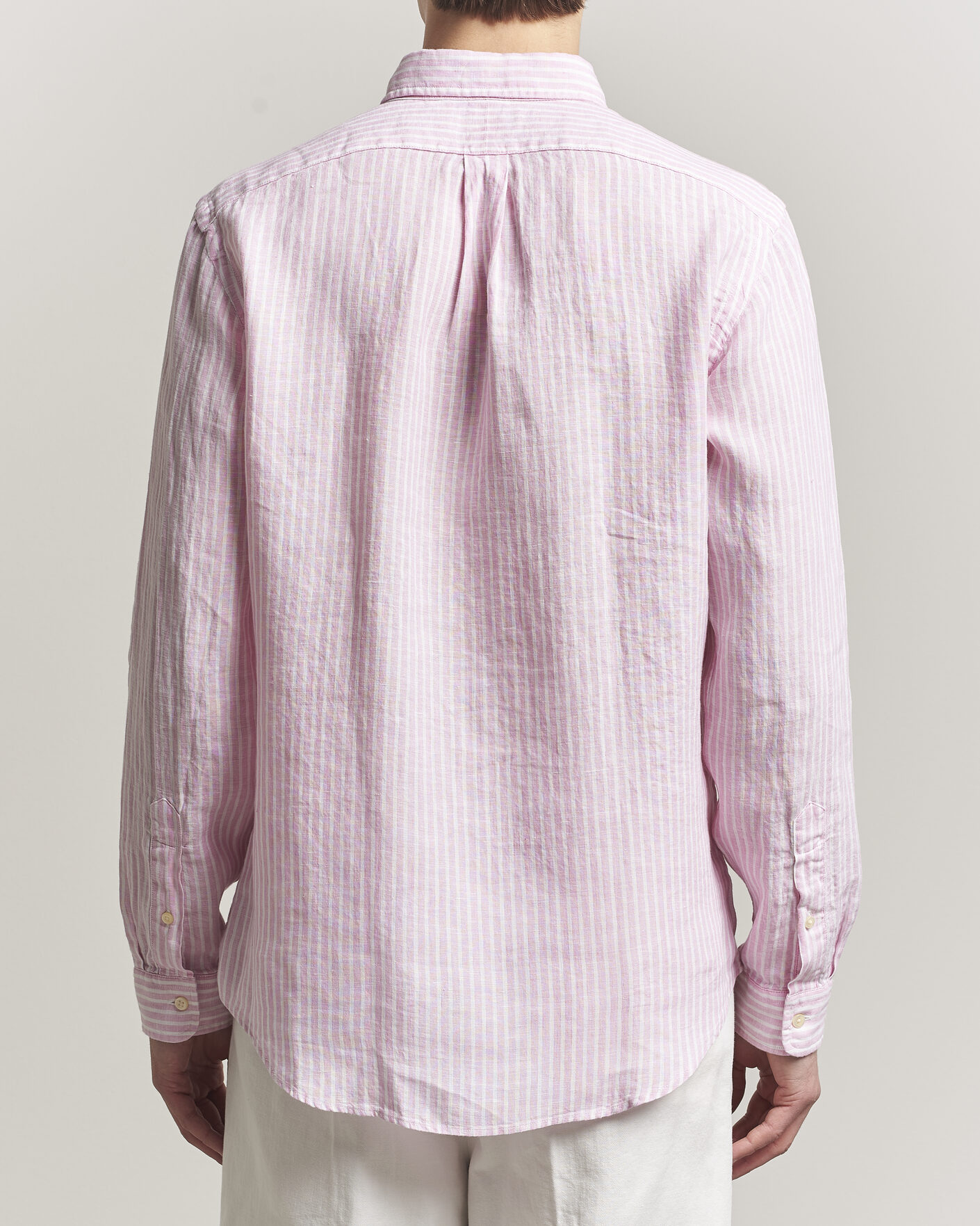 Mies | Kauluspaidat | Polo Ralph Lauren | Custom Fit Linen Shirt Pink/White