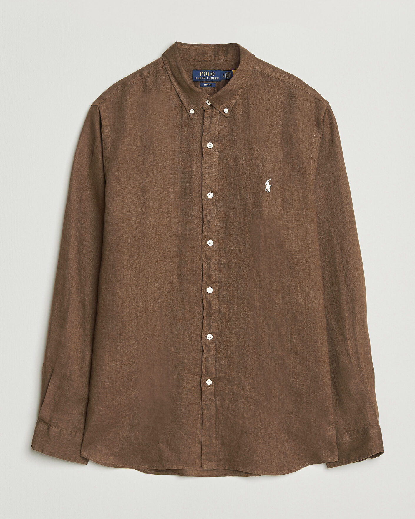 Mies | Kauluspaidat | Polo Ralph Lauren | Slim Fit Linen Shirt Chestnut