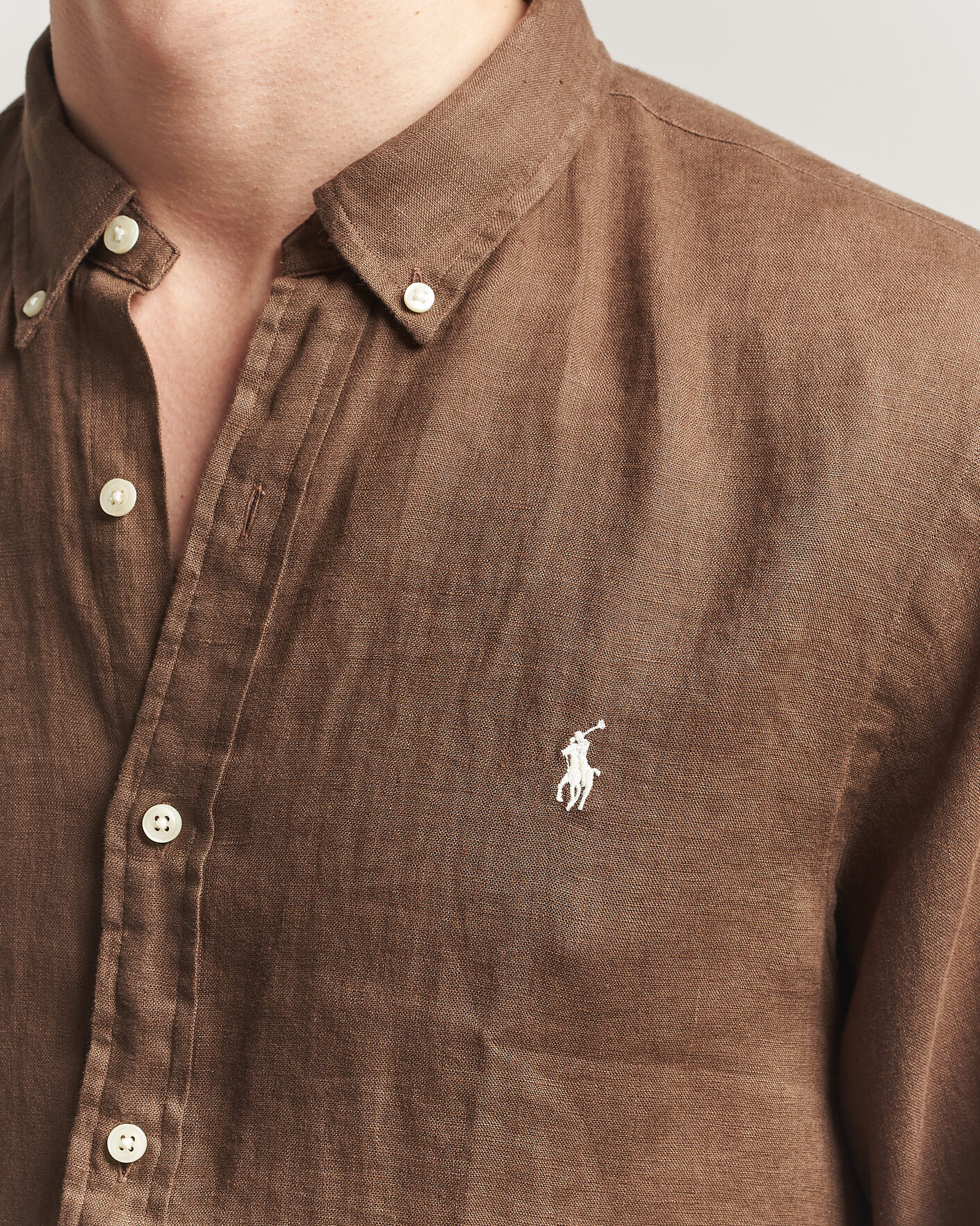 Mies | Kauluspaidat | Polo Ralph Lauren | Slim Fit Linen Shirt Chestnut