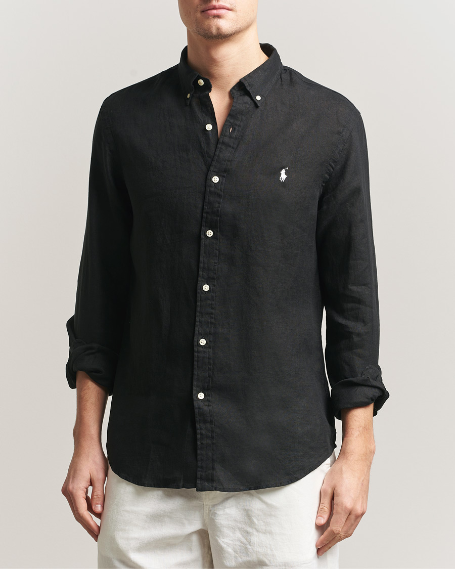 Mies | Kauluspaidat | Polo Ralph Lauren | Slim Fit Linen Shirt Polo Black