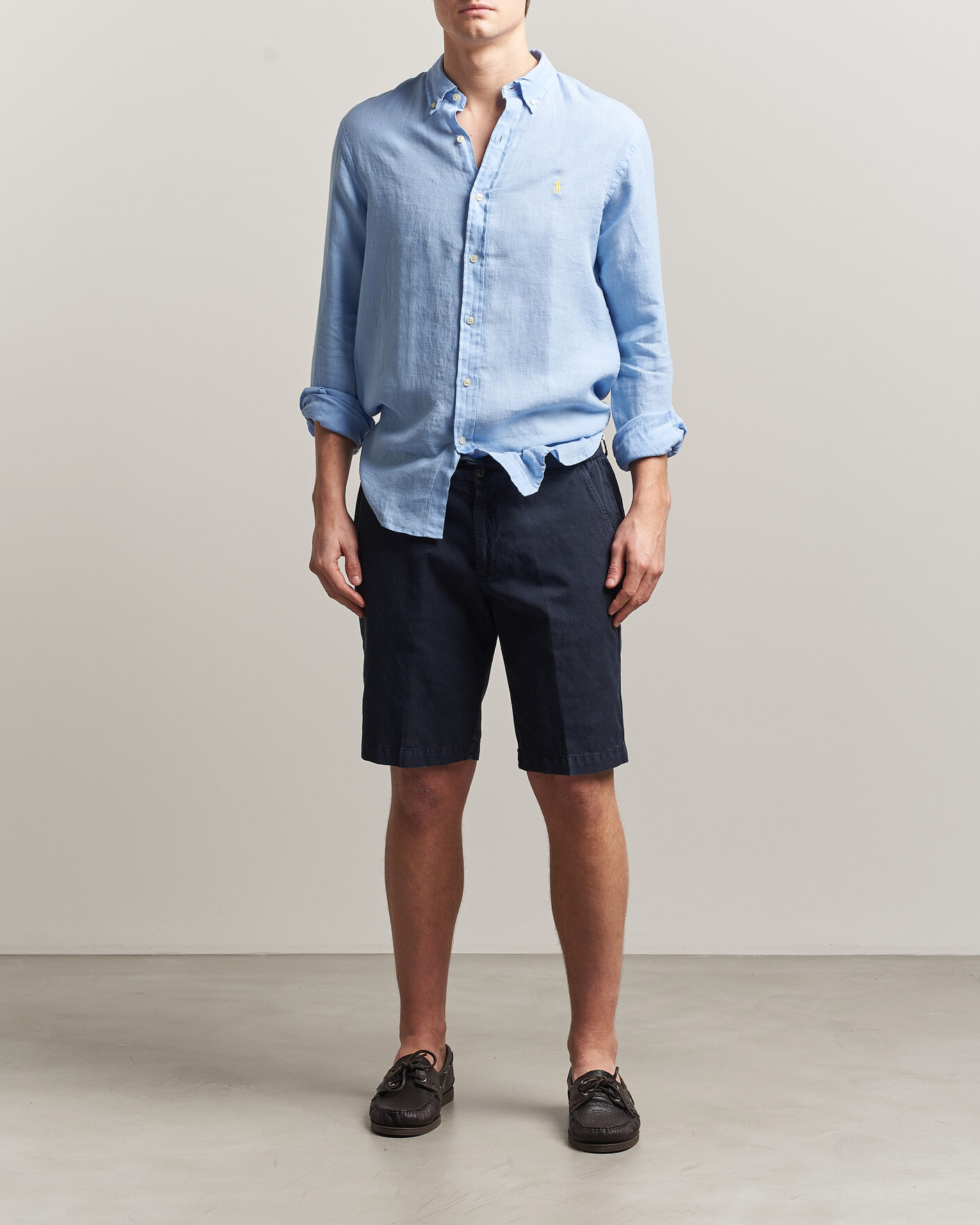 Mies | Kauluspaidat | Polo Ralph Lauren | Slim Fit Linen Shirt Austin Blue