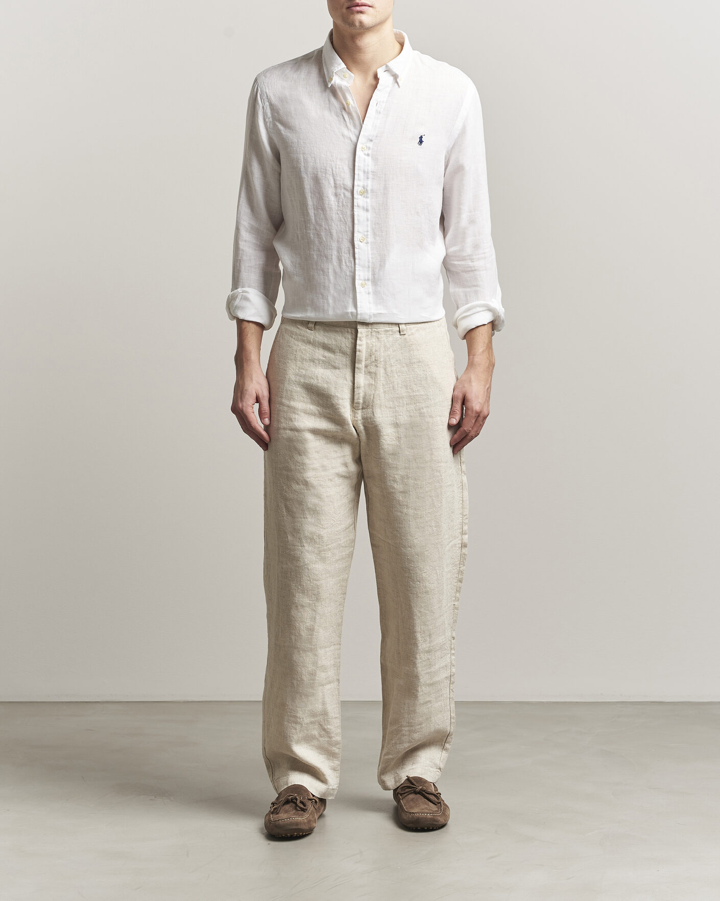 Mies | Kauluspaidat | Polo Ralph Lauren | Slim Fit Linen Shirt White