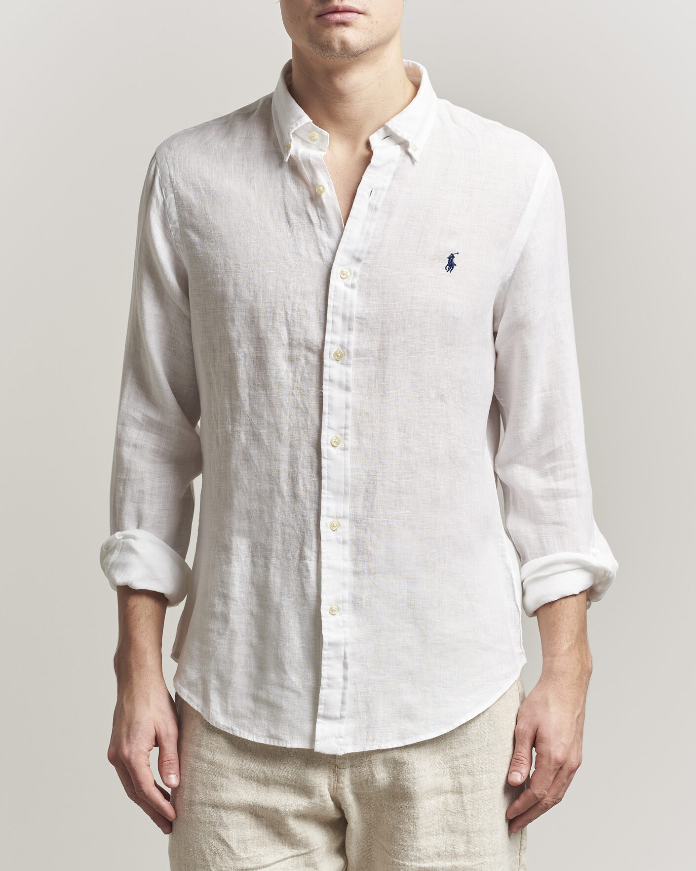 Mies | Kauluspaidat | Polo Ralph Lauren | Slim Fit Linen Shirt White