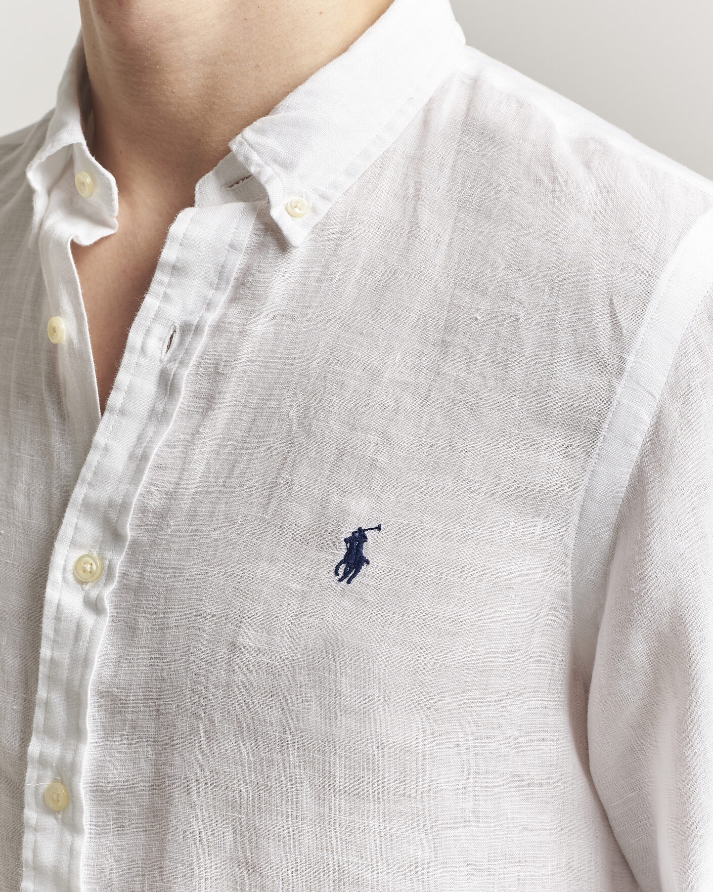 Mies | Kauluspaidat | Polo Ralph Lauren | Slim Fit Linen Shirt White
