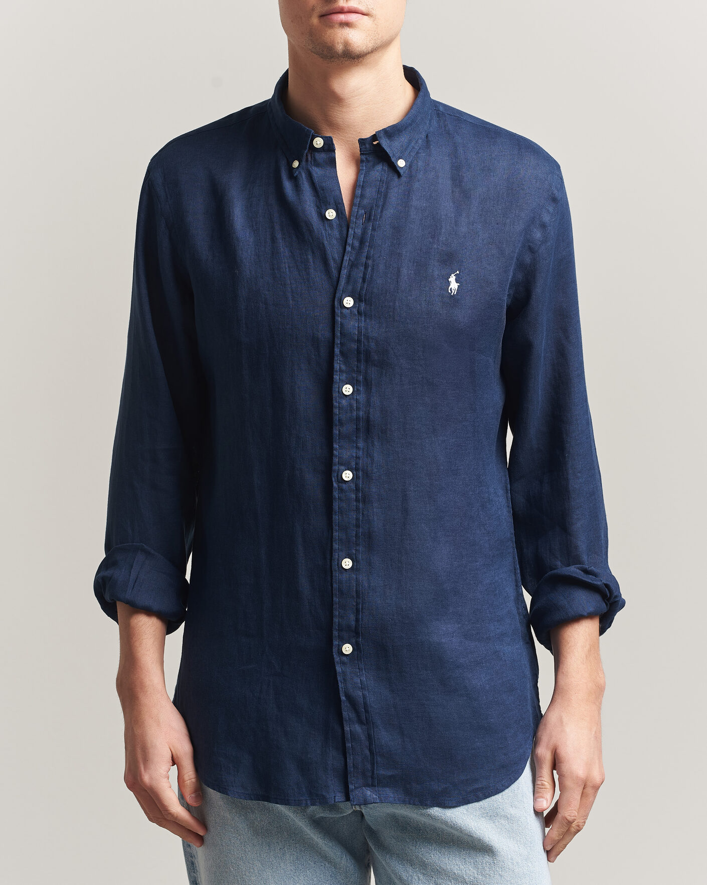 Mies | Kauluspaidat | Polo Ralph Lauren | Slim Fit Linen Shirt Newport Navy