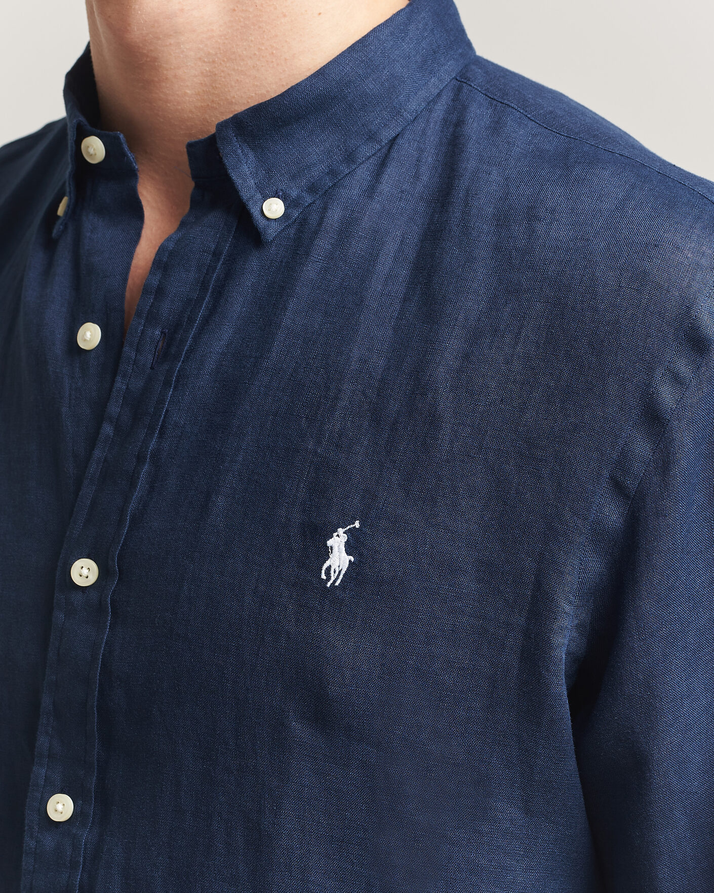 Mies | Kauluspaidat | Polo Ralph Lauren | Slim Fit Linen Shirt Newport Navy