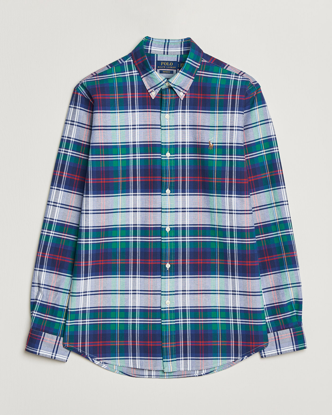 Mies | Kauluspaidat | Polo Ralph Lauren | Custom Fit Checked Oxford Shirt Green/Blue Multi