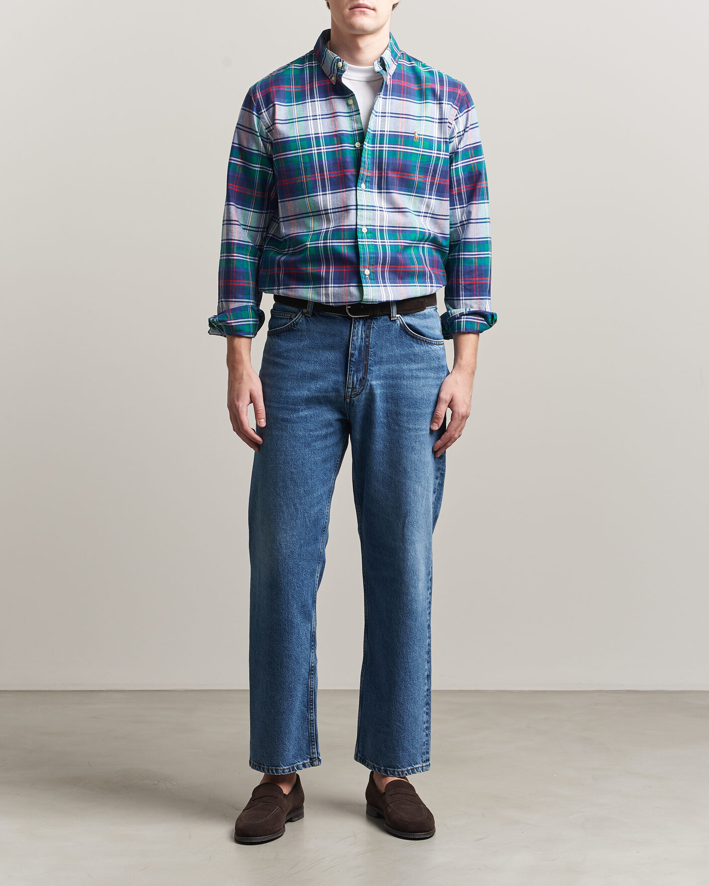 Mies | Kauluspaidat | Polo Ralph Lauren | Custom Fit Checked Oxford Shirt Green/Blue Multi