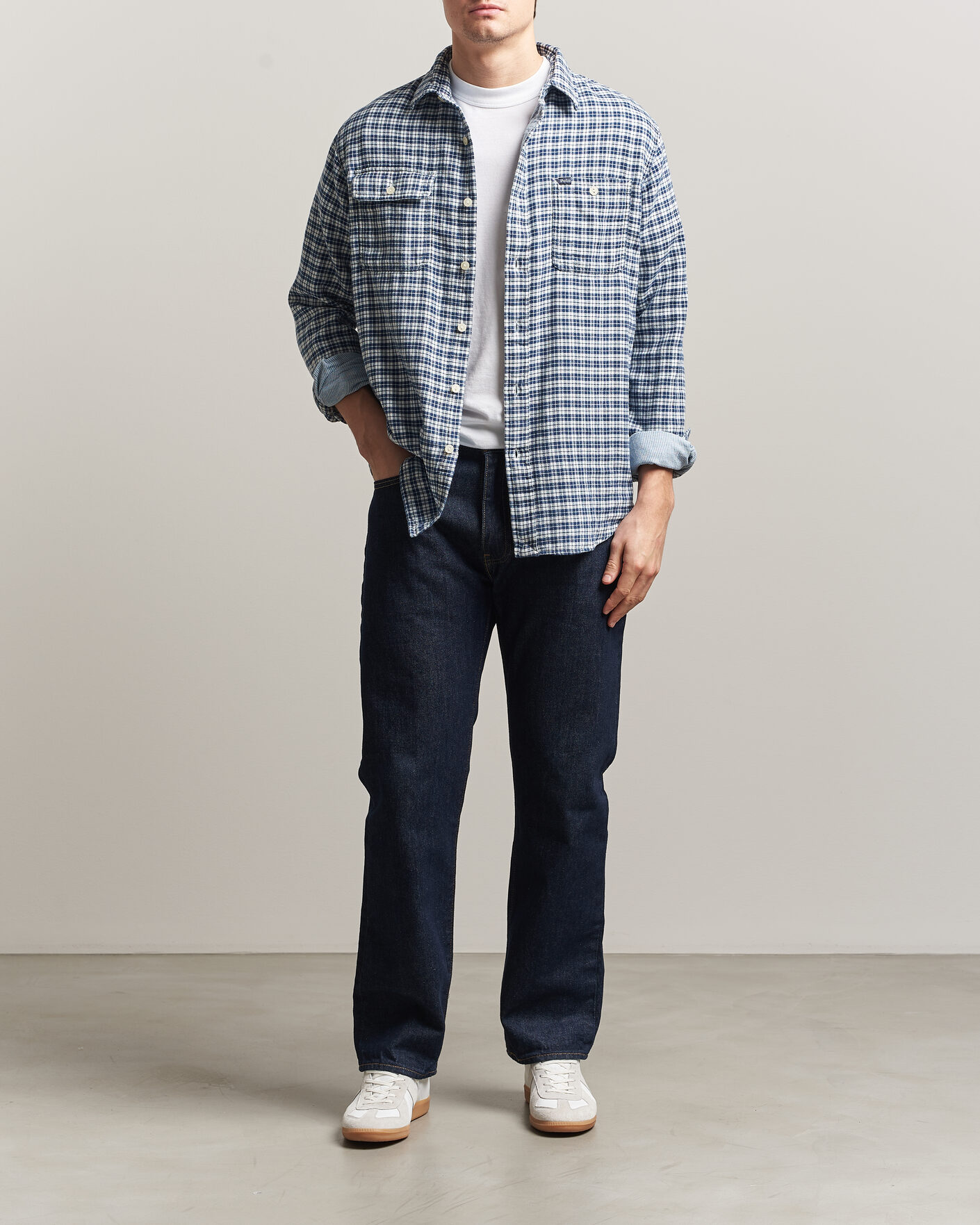 Mies | Kauluspaidat | Polo Ralph Lauren | Double Faced Oxford Shirt Dark Indigo Cream