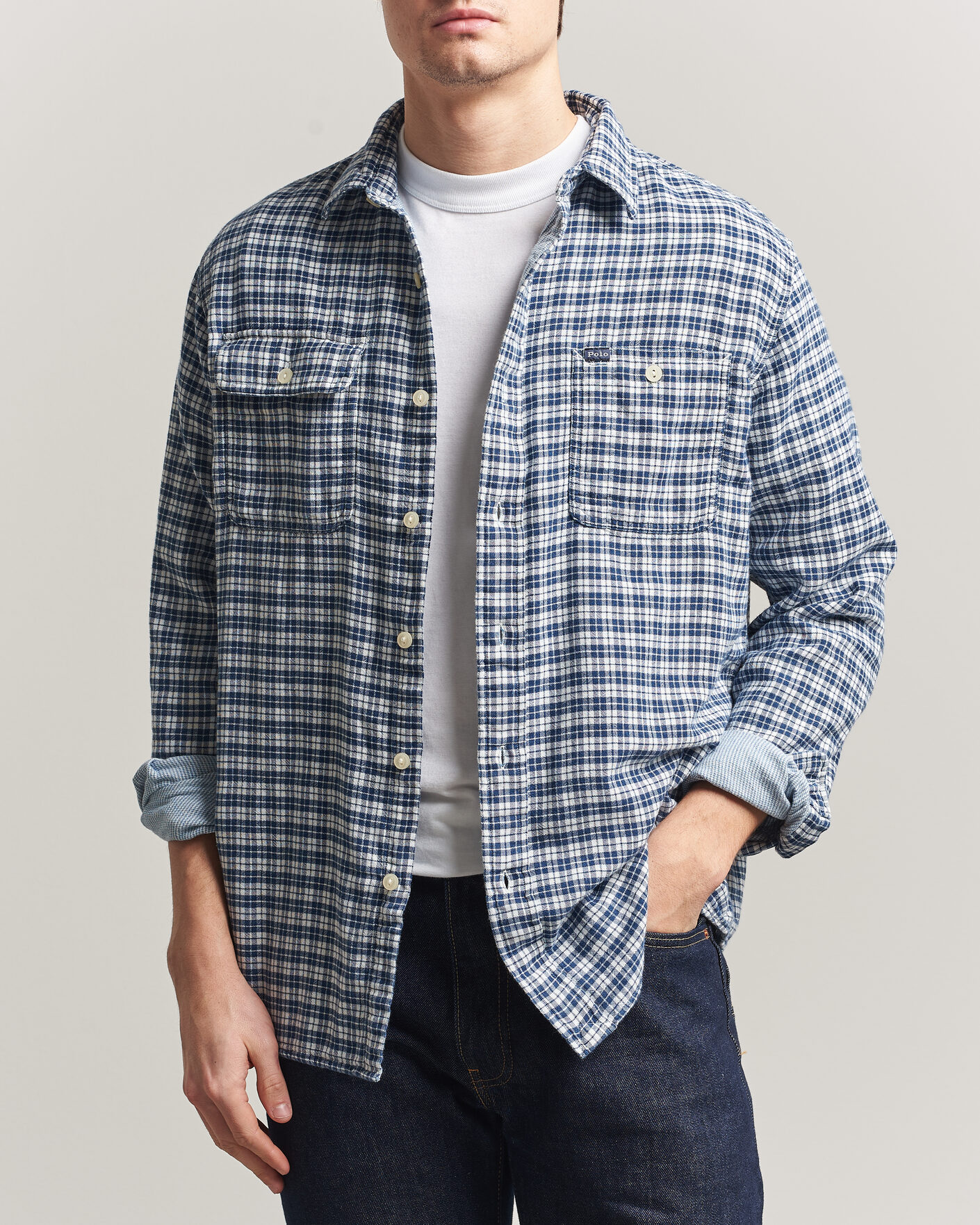 Mies | Kauluspaidat | Polo Ralph Lauren | Double Faced Oxford Shirt Dark Indigo Cream