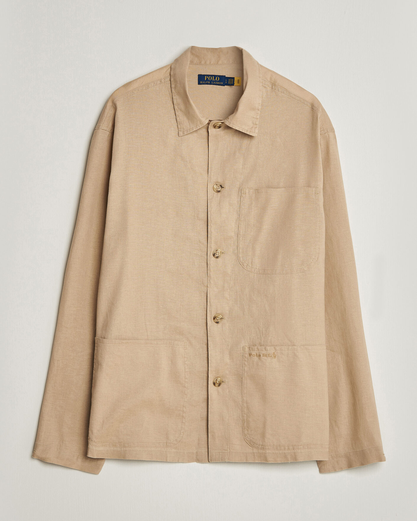 Mies | Kauluspaidat | Polo Ralph Lauren | Stretch Linen Overshirt Coastal Beige