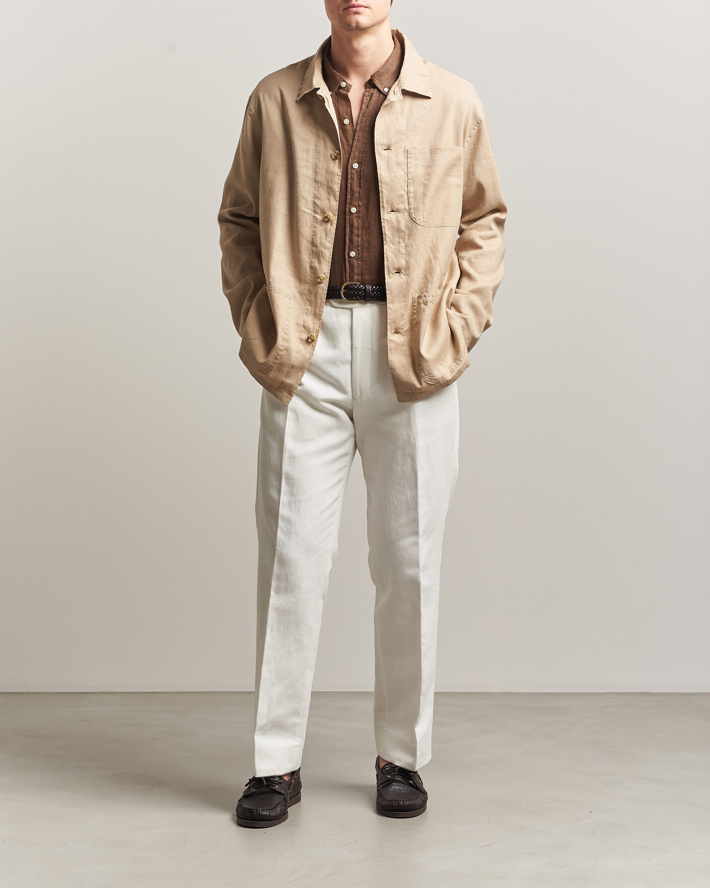 Mies | Kauluspaidat | Polo Ralph Lauren | Stretch Linen Overshirt Coastal Beige