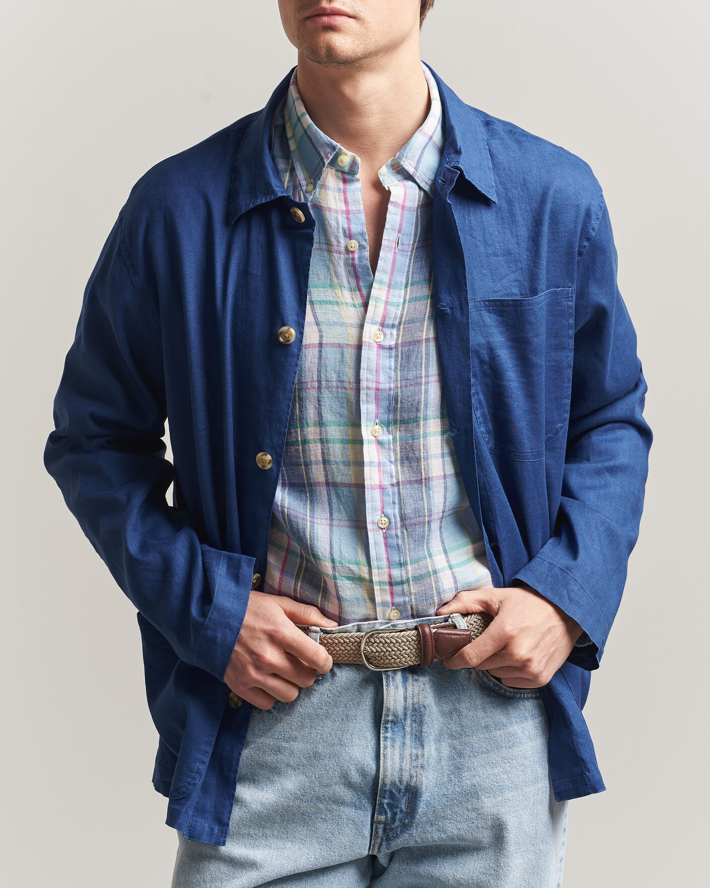 Mies | Kauluspaidat | Polo Ralph Lauren | Stretch Linen Overshirt Annapolis Blue