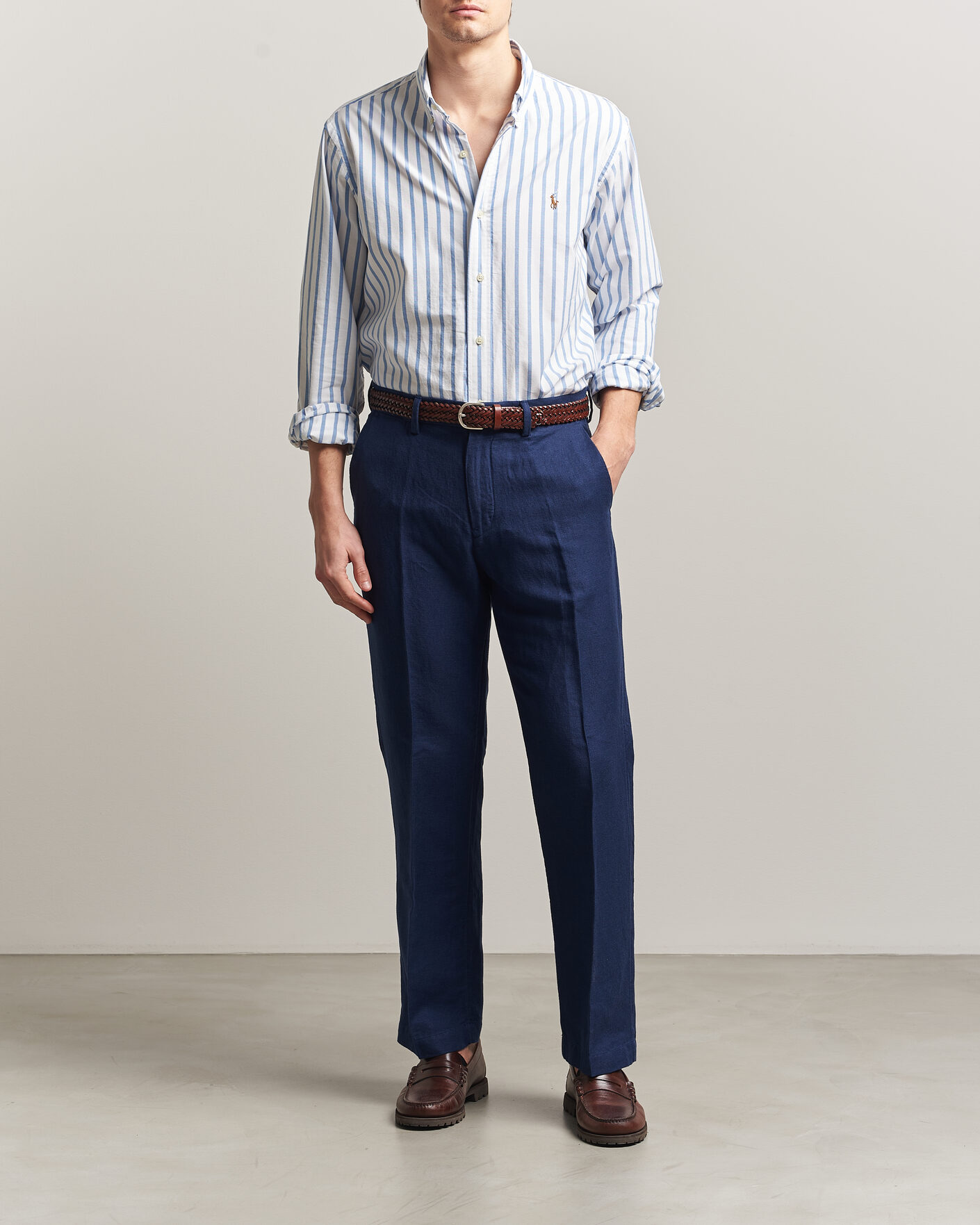 Mies | Housut | Polo Ralph Lauren | Cotton Linen Pants Newport Navy
