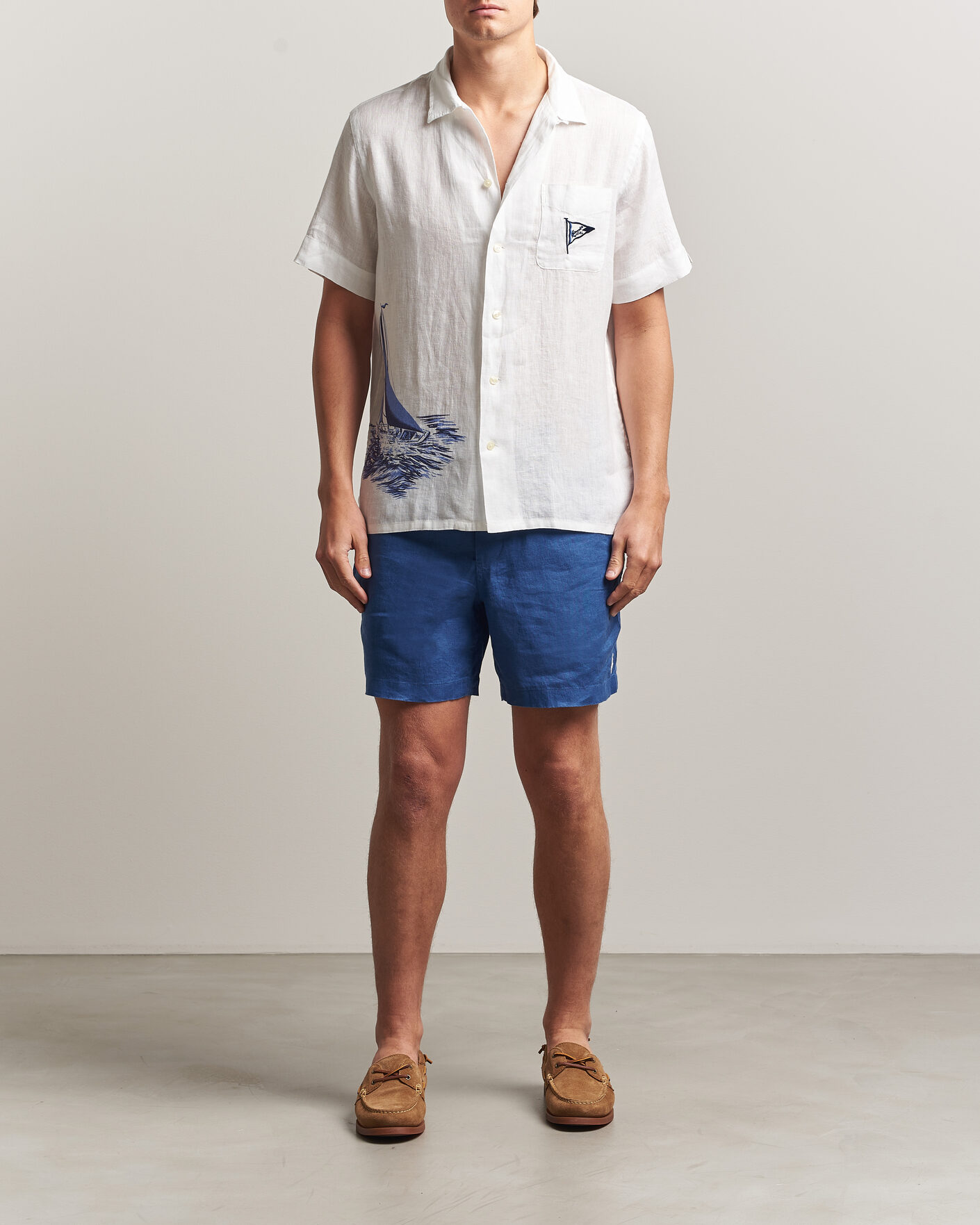 Mies | Shortsit | Polo Ralph Lauren | Dyed Linen Shorts Dusty Azure