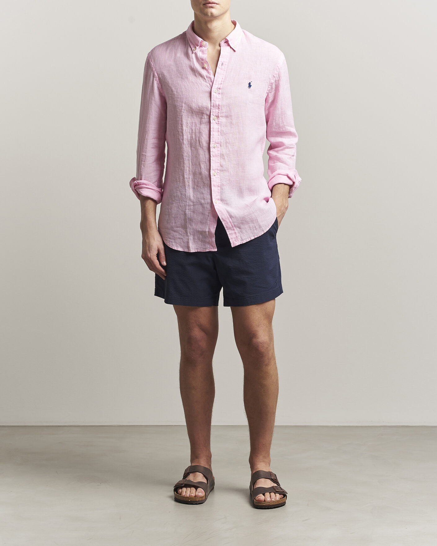 Mies | Kauluspaidat | Polo Ralph Lauren | Slim Fit Linen Shirt Carmel Pink
