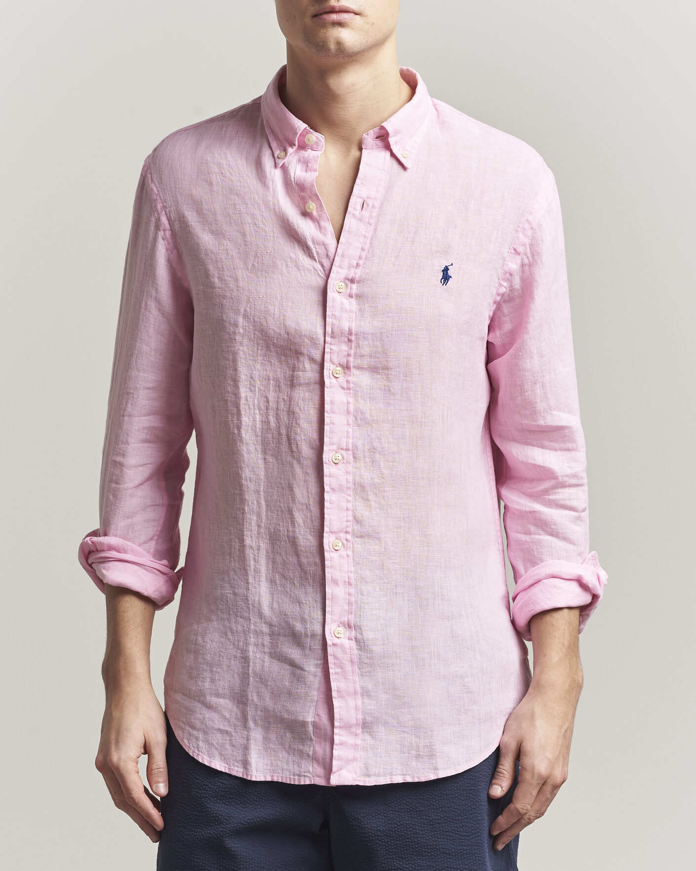 Mies | Kauluspaidat | Polo Ralph Lauren | Slim Fit Linen Shirt Carmel Pink