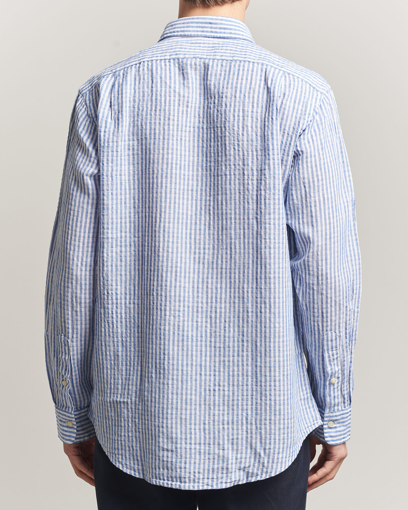 Mies | Kauluspaidat | Polo Ralph Lauren | Cotton/Linen Seersucker Shirt Blue/White