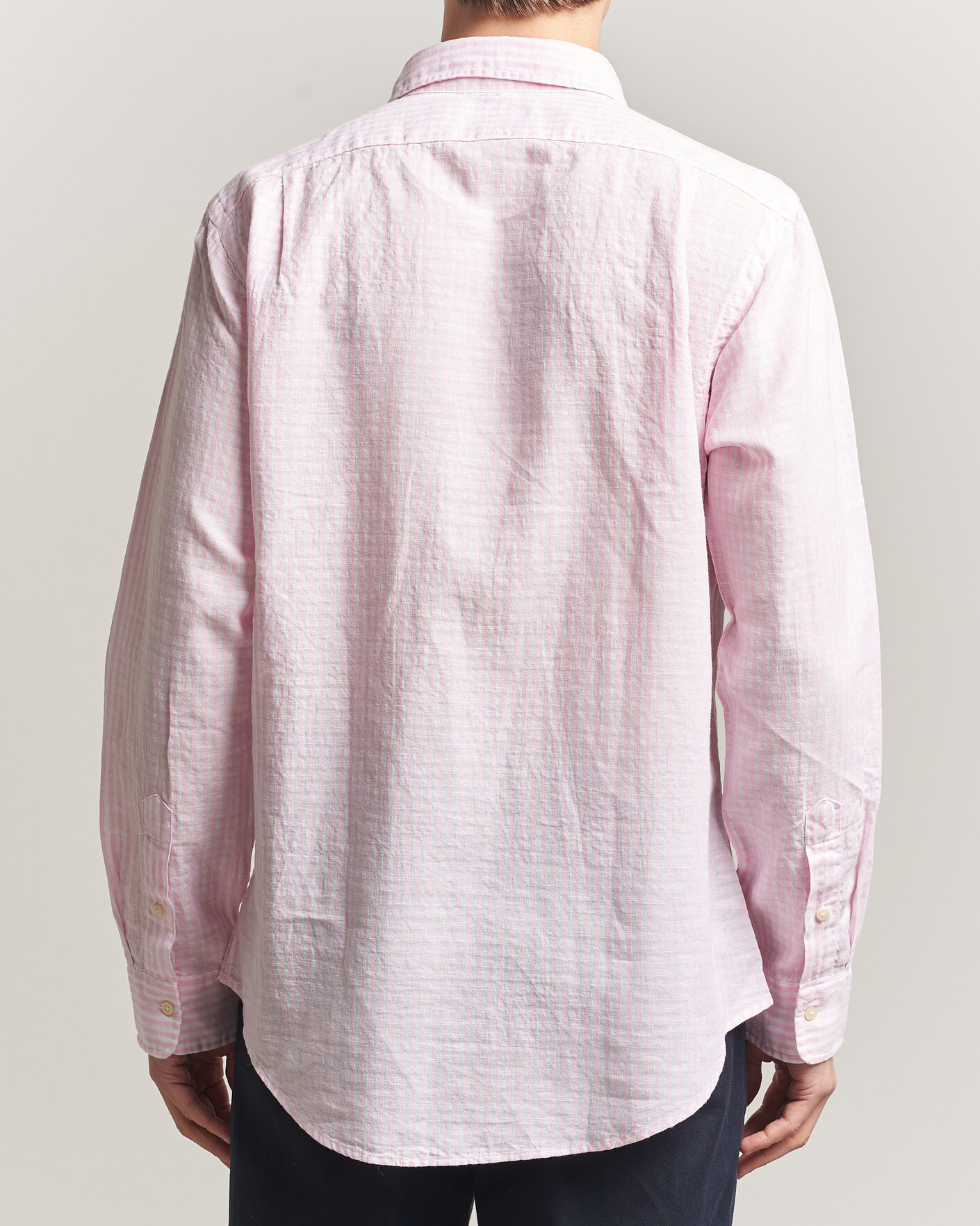 Mies | Kauluspaidat | Polo Ralph Lauren | Cotton/Linen Seersucker Shirt Pink/White