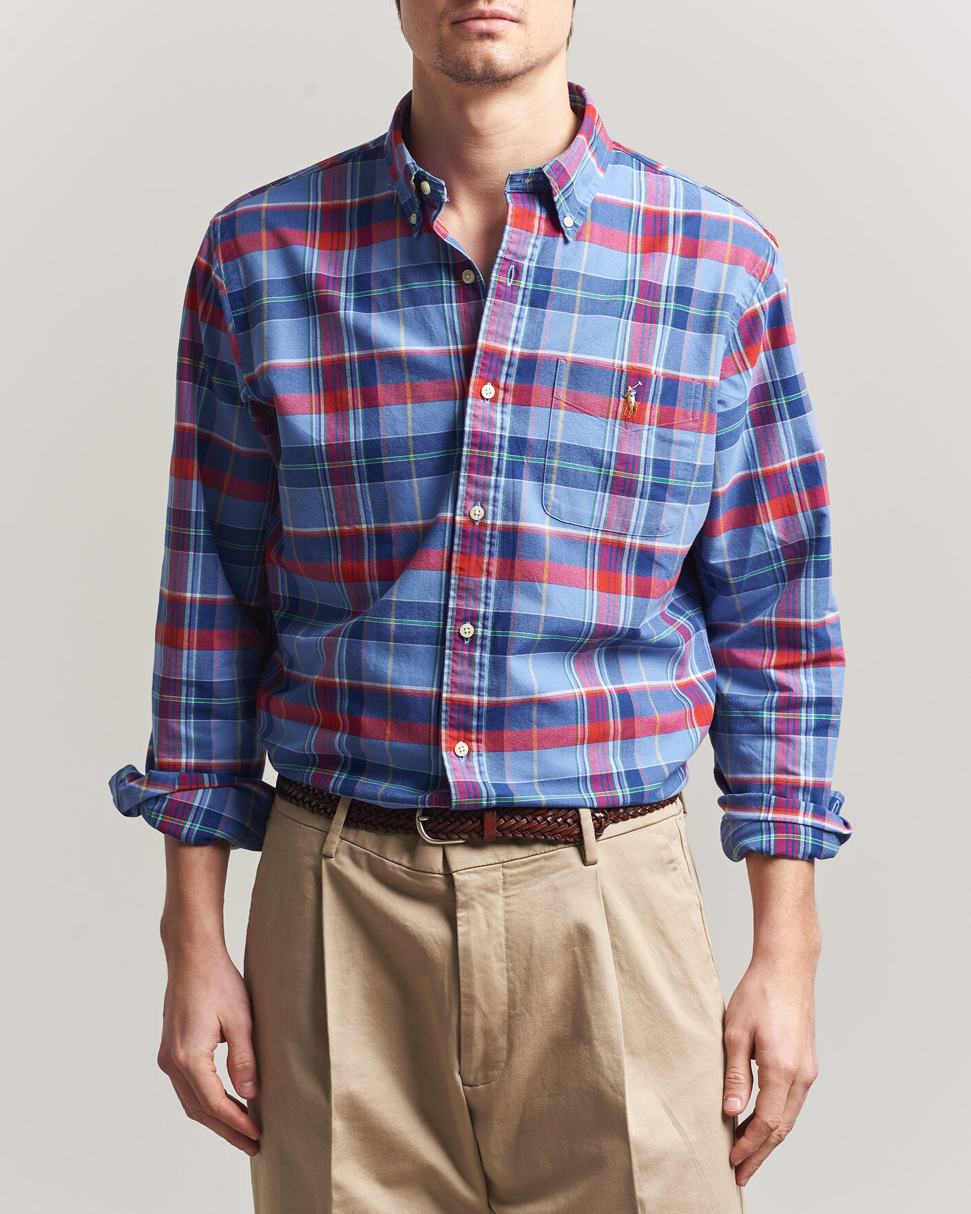 Mies | Kauluspaidat | Polo Ralph Lauren | Custom Fit Check Oxford Shirt Blue Multi